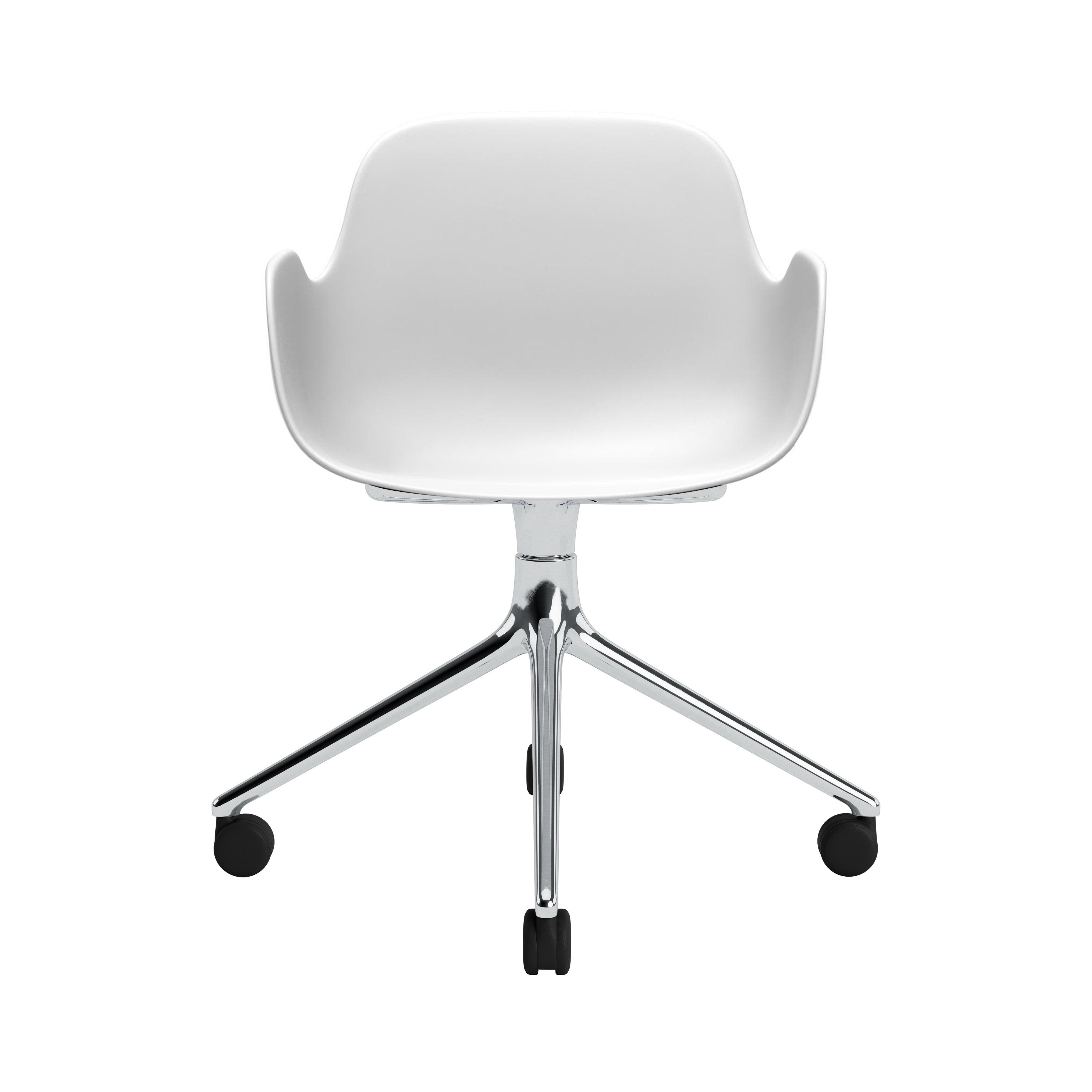 Form Armchair: Swivel + White + Aluminum + With Casters