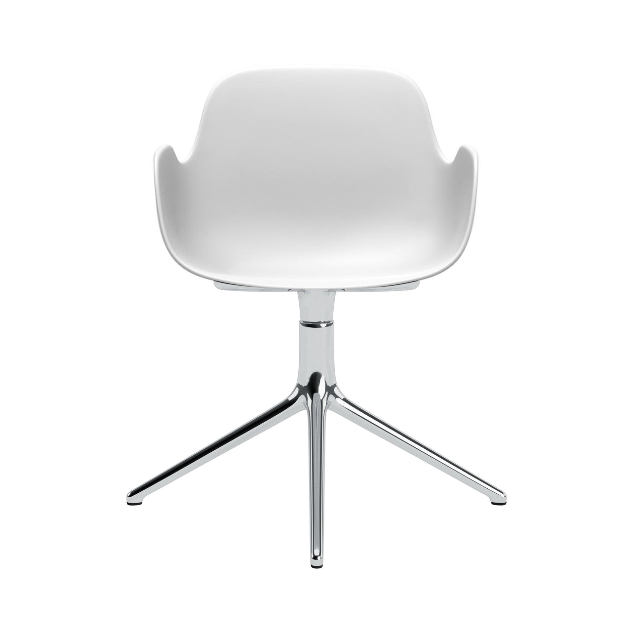 Form Armchair: Swivel + White + Aluminum + Without Casters