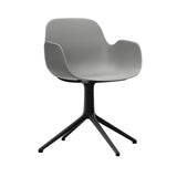Form Armchair: Swivel + Grey + Black Aluminum + Without Casters