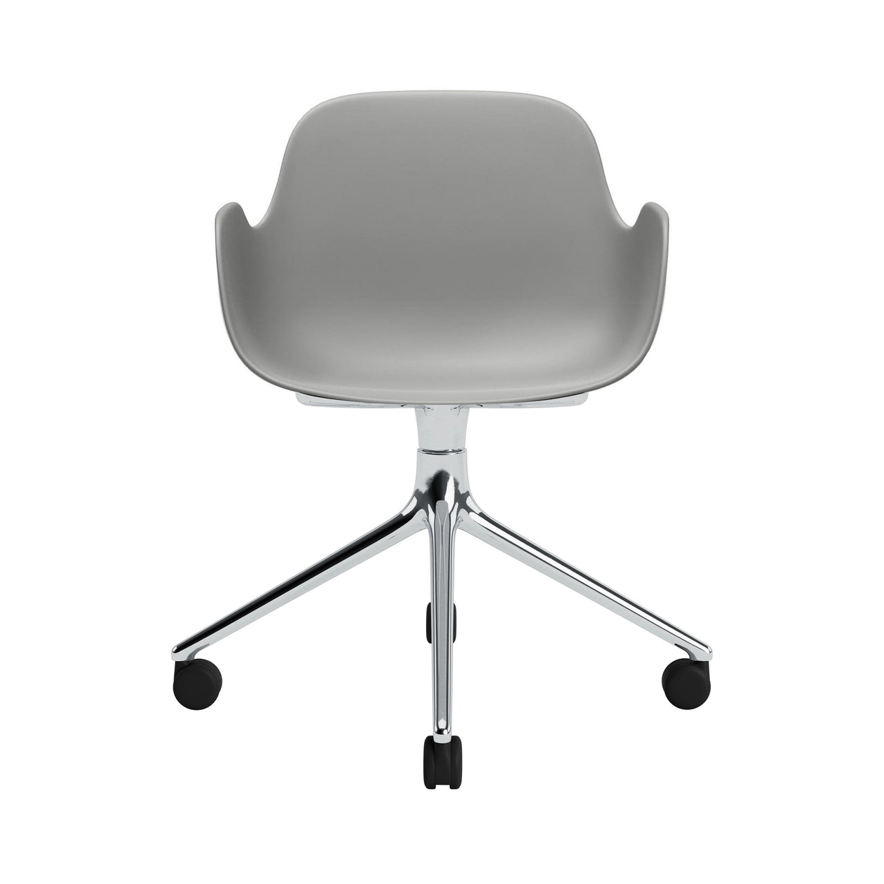 Form Armchair: Swivel + Grey + Aluminum + With Casters