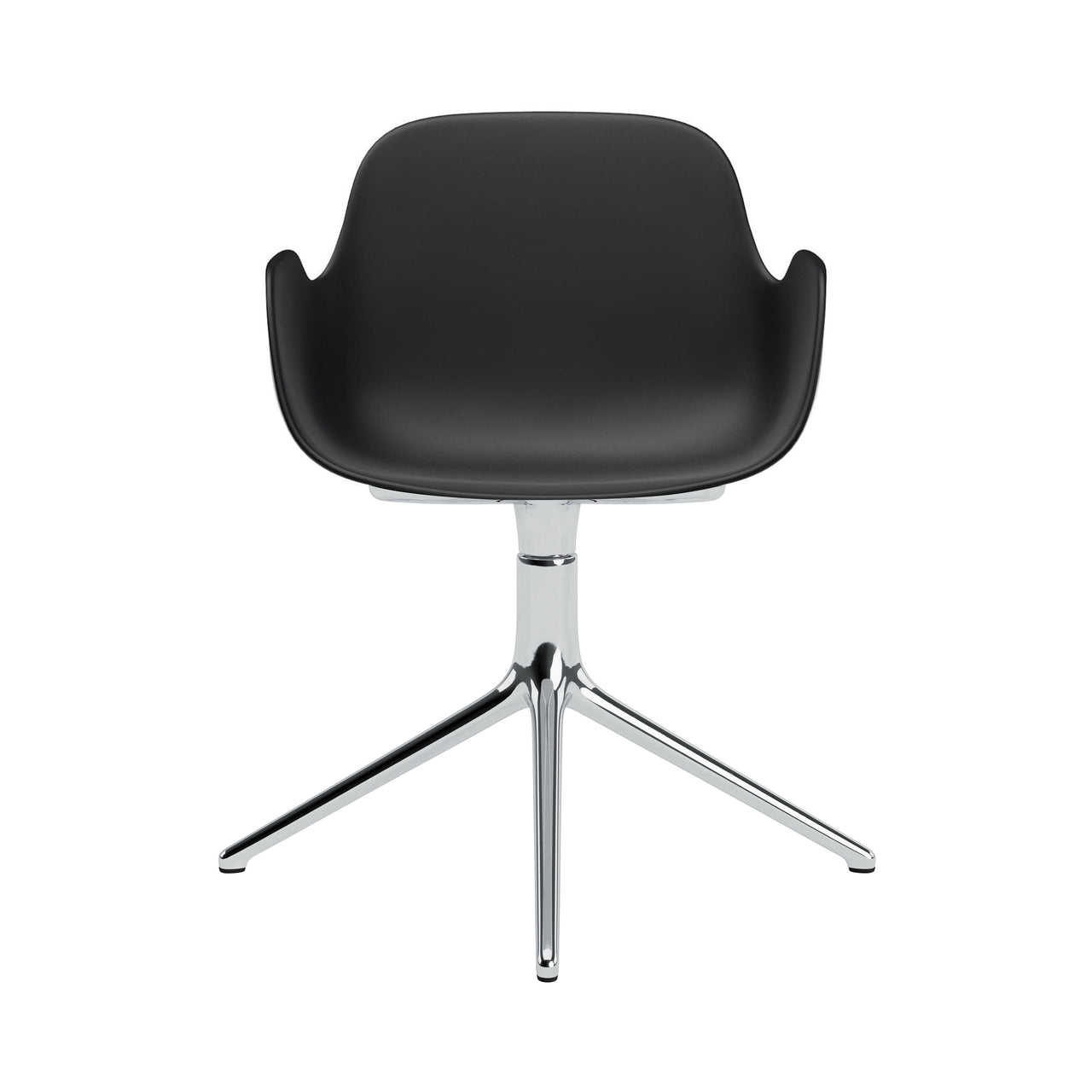 Form Armchair: Swivel + Black + Aluminum + Without Casters