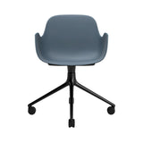Form Armchair: Swivel + Blue + Black Aluminum + With Casters