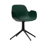 Form Armchair: Swivel + Green + Black Aluminum + Without Casters