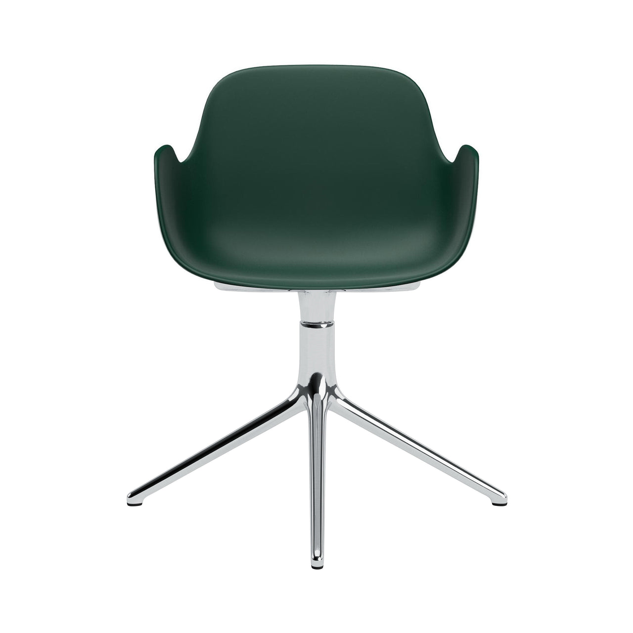 Form Armchair: Swivel + Green + Aluminum + Without Casters