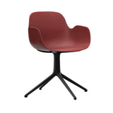 Form Armchair: Swivel + Red + Black Aluminum + Without Casters
