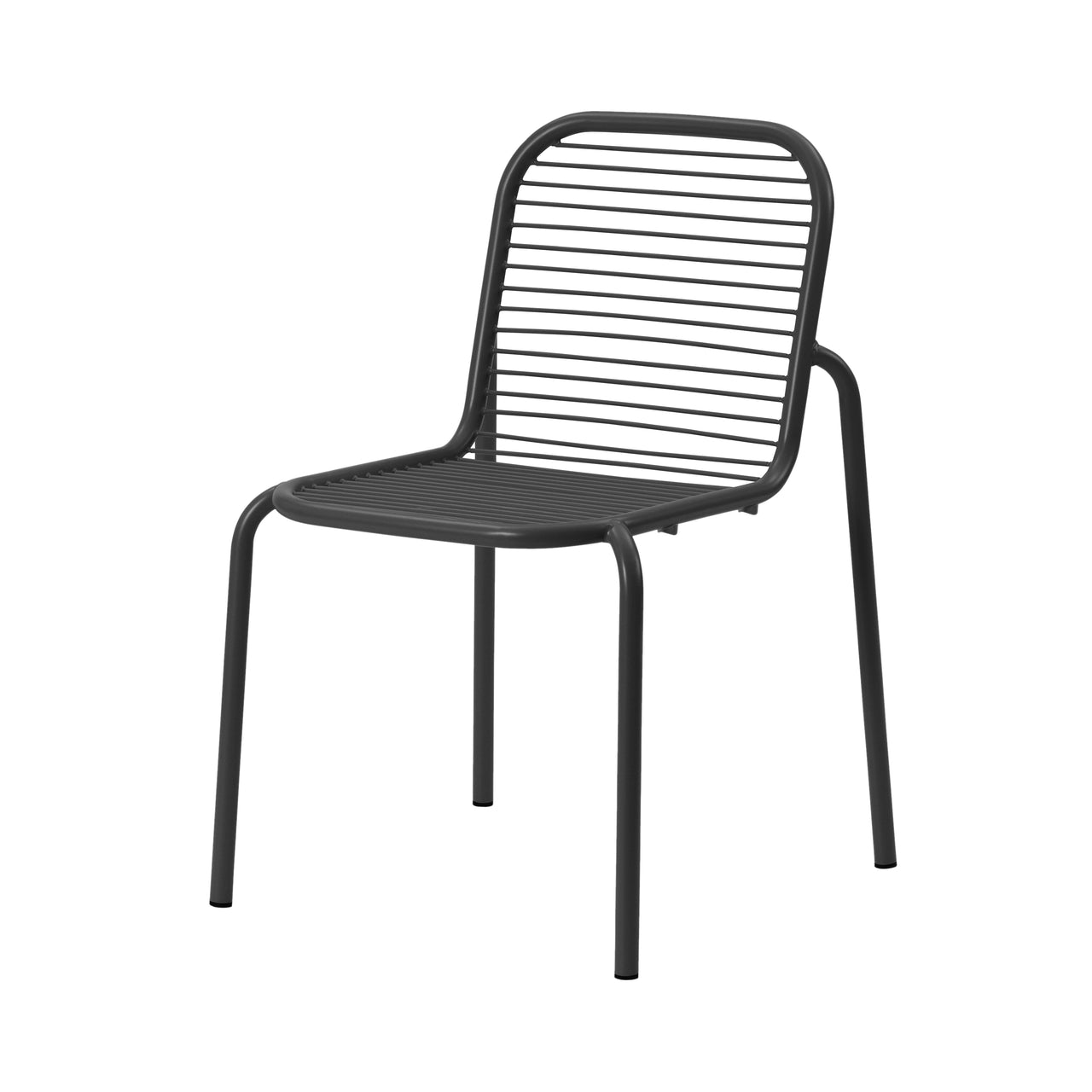 Vig Stacking Chair: Steel + Black + Without Cushion