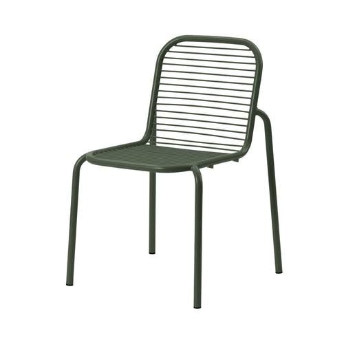 Vig Stacking Chair: Steel + Dark Green + Without Cushion