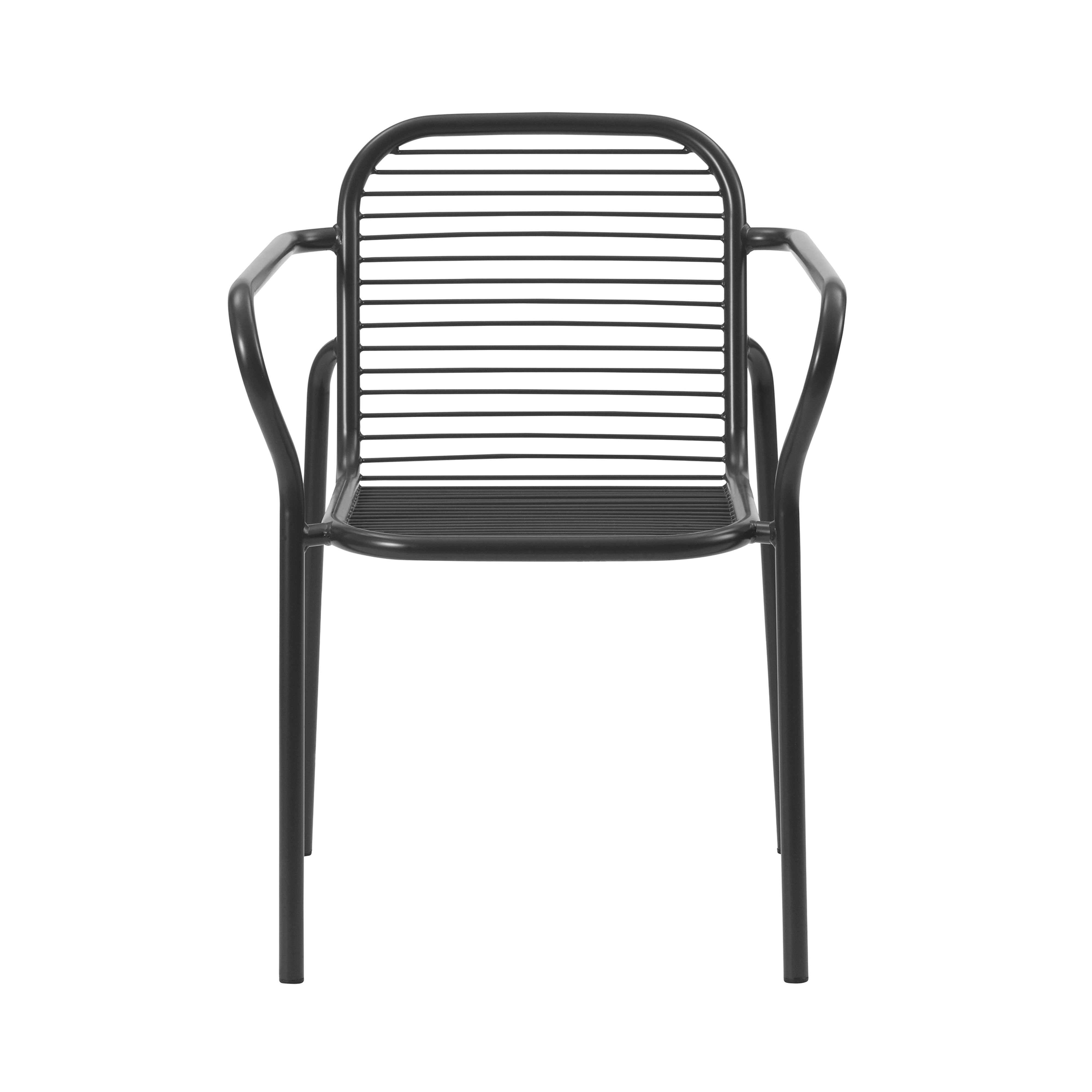 Vig Stacking Armchair: Steel + Black + Without Cushion