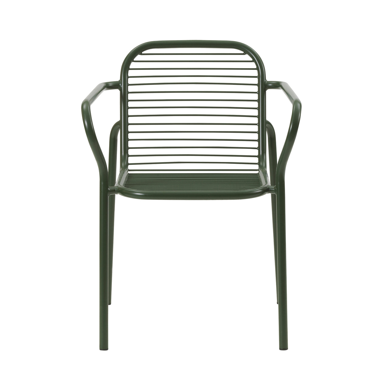 Vig Stacking Armchair: Steel + Dark Green + Without Cushion