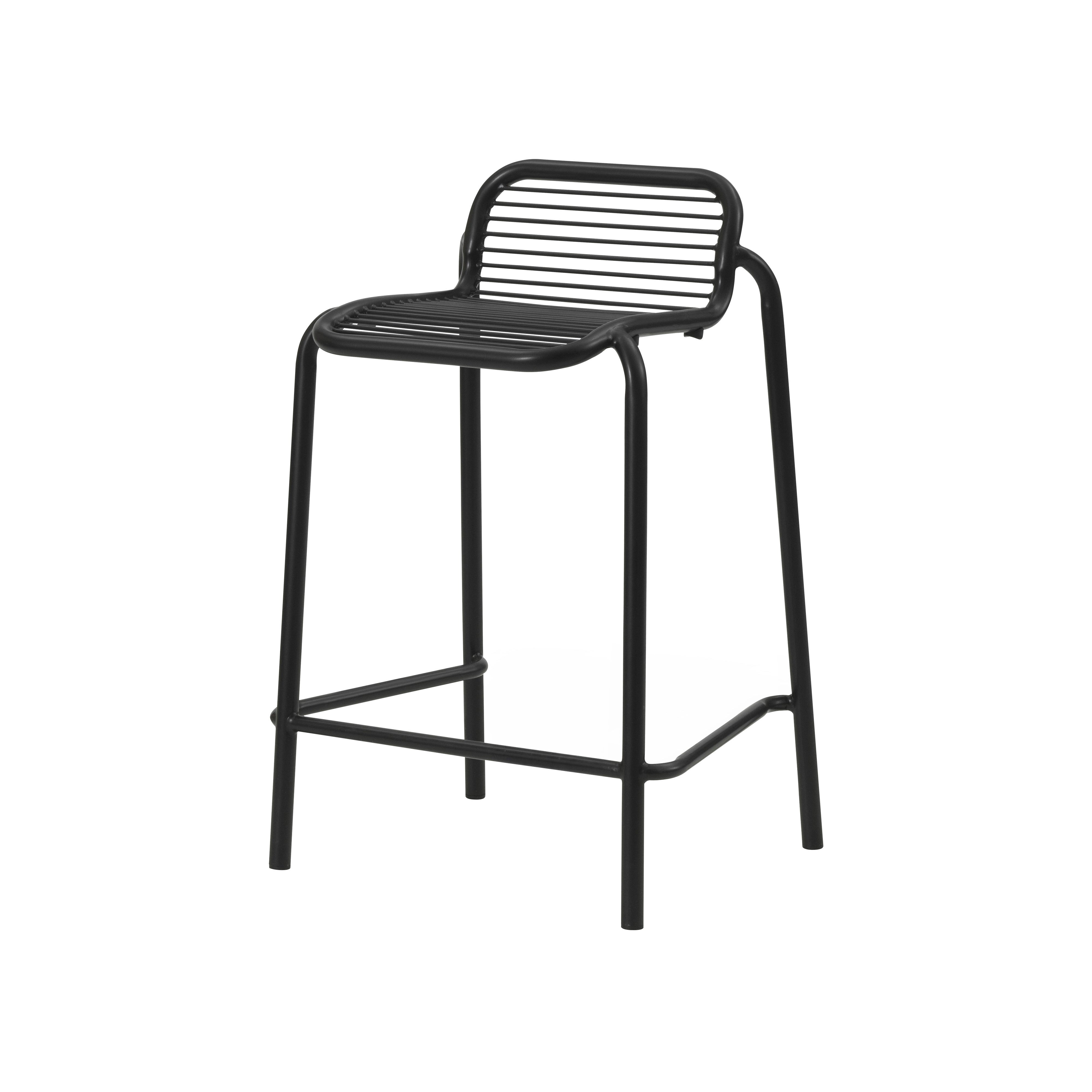 Vig Stacking Bar + Counter Stool: Steel + Counter + Black + Without Cushion