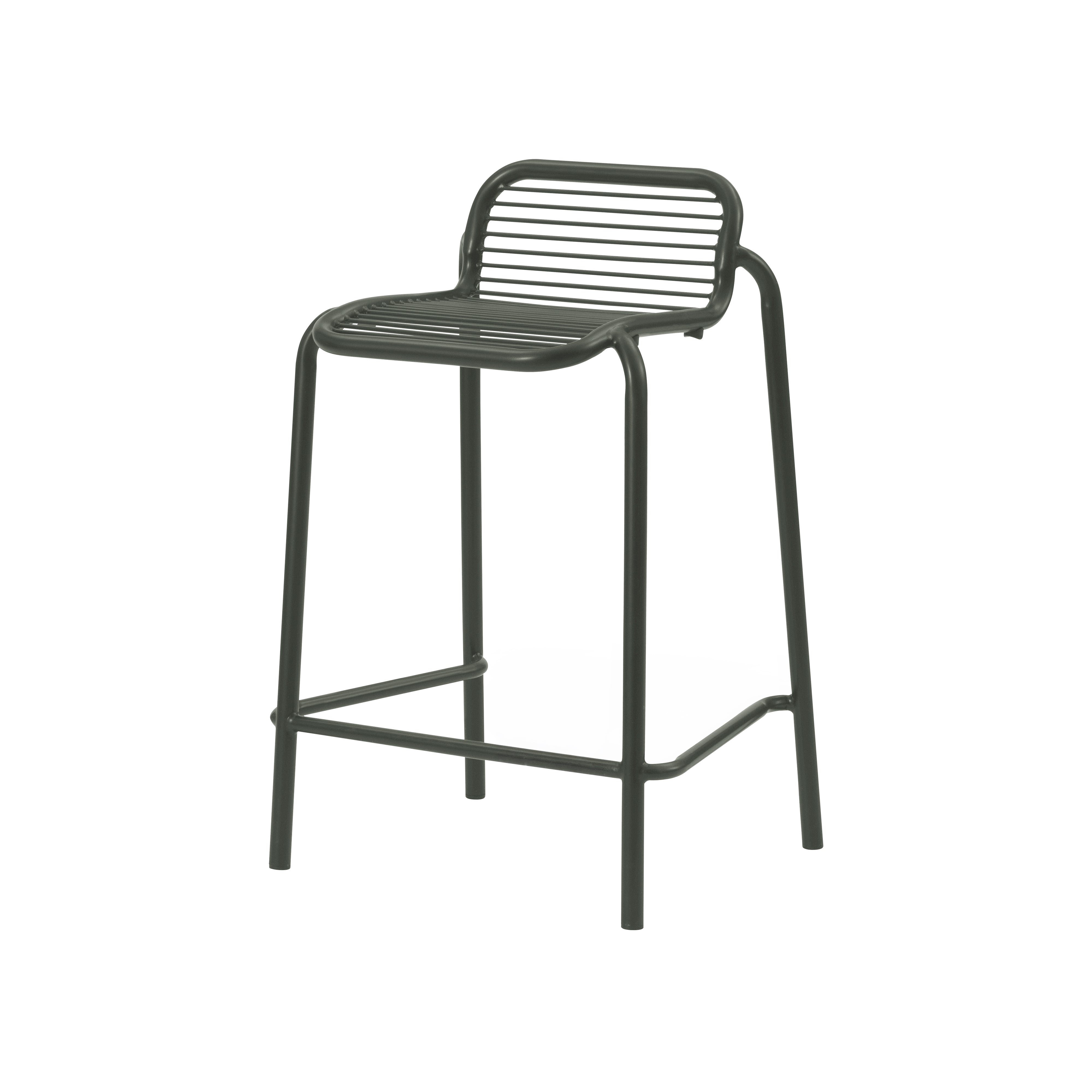 Vig Stacking Bar + Counter Stool: Steel + Counter + Dark Green + Without Cushion