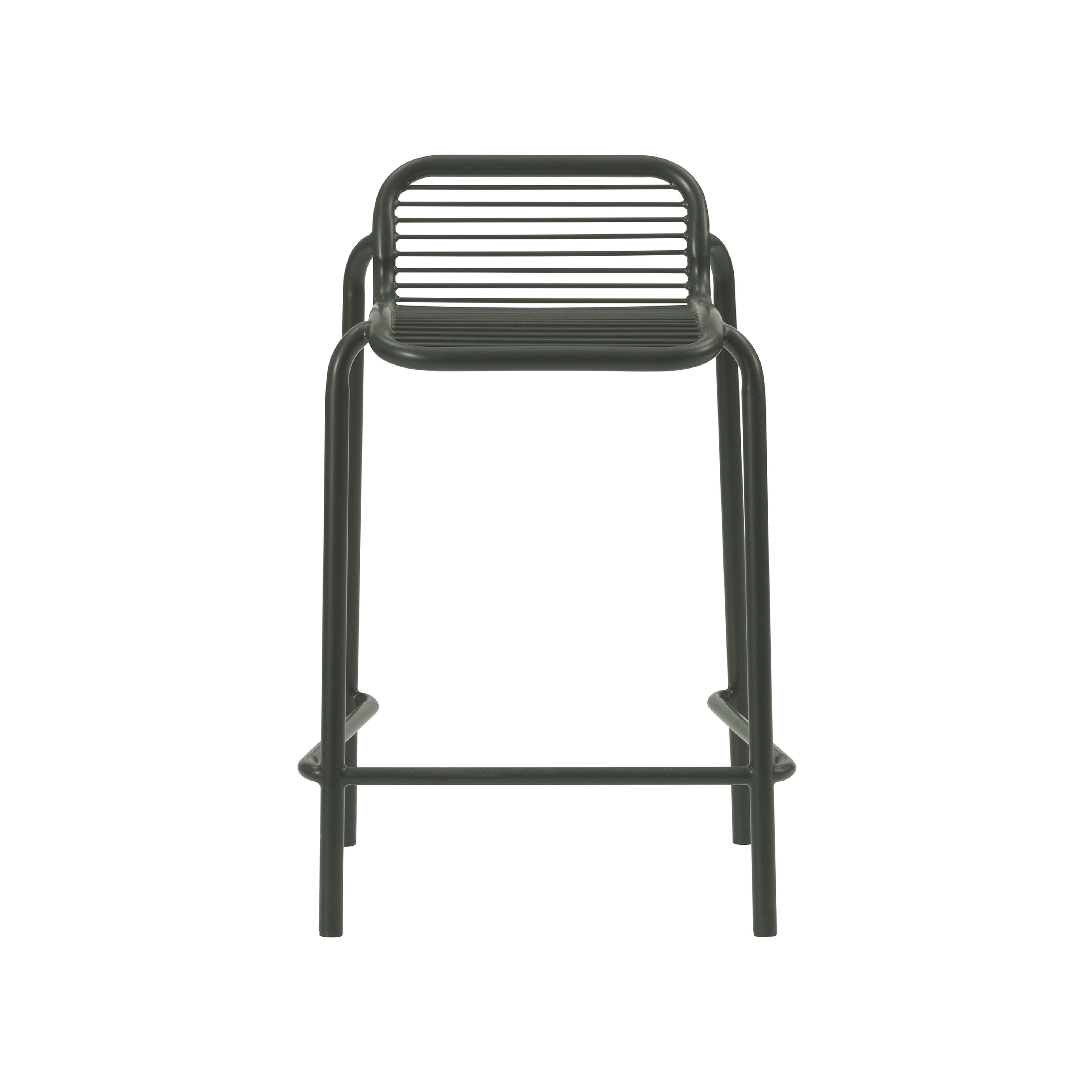 Vig Stacking Bar + Counter Stool: Steel + Counter + Dark Green