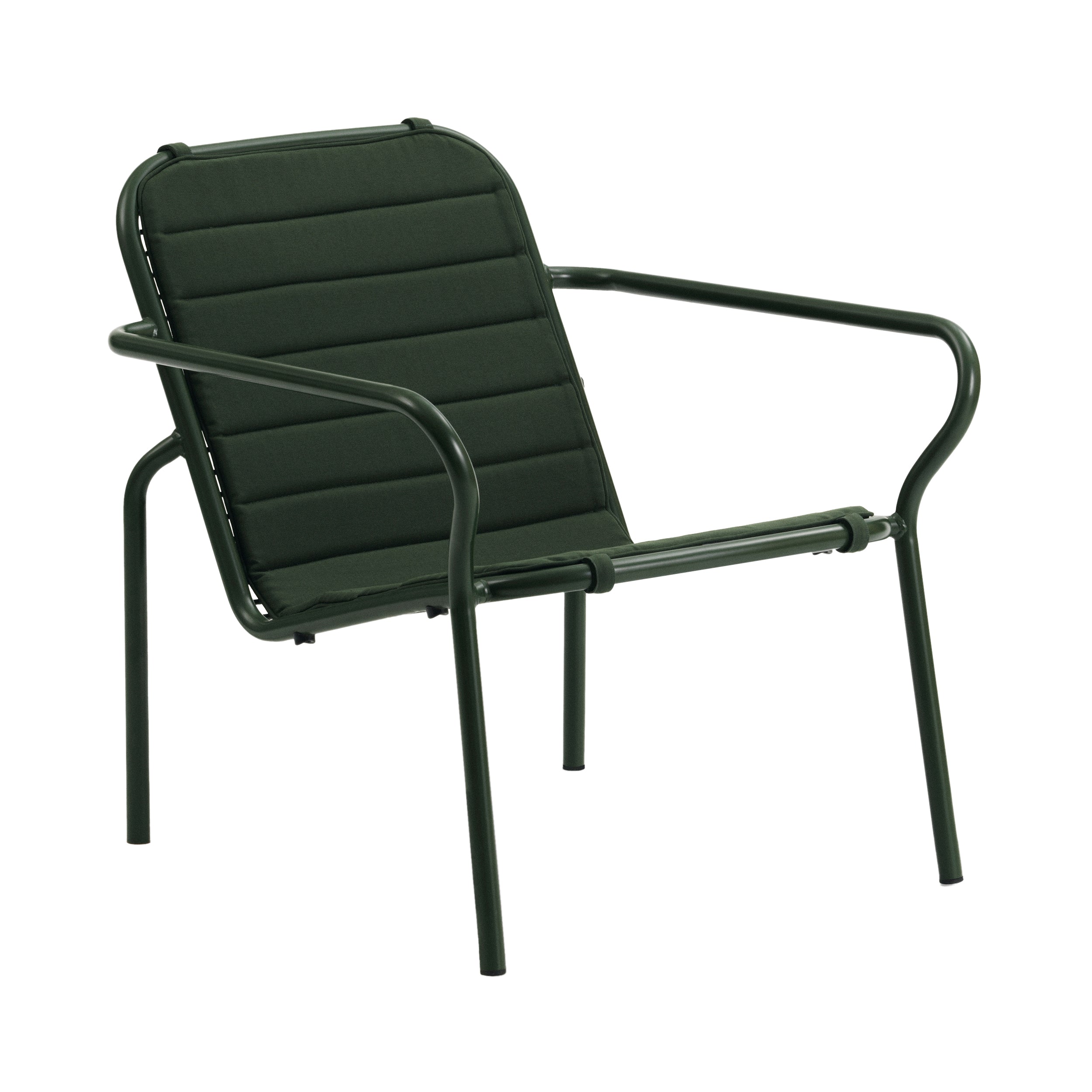 Vig Stacking Lounge Chair: Steel + Dark Green + With Green Cushion
