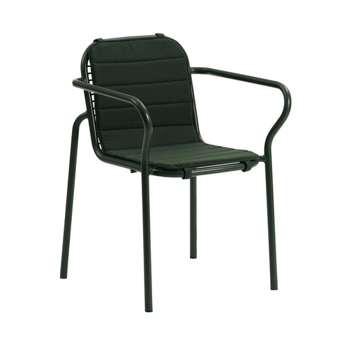 Vig Stacking Armchair: Steel + Dark Green + With Green Cushion
