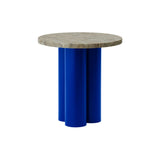 Dit Table: Travertine Silver + Bright Blue