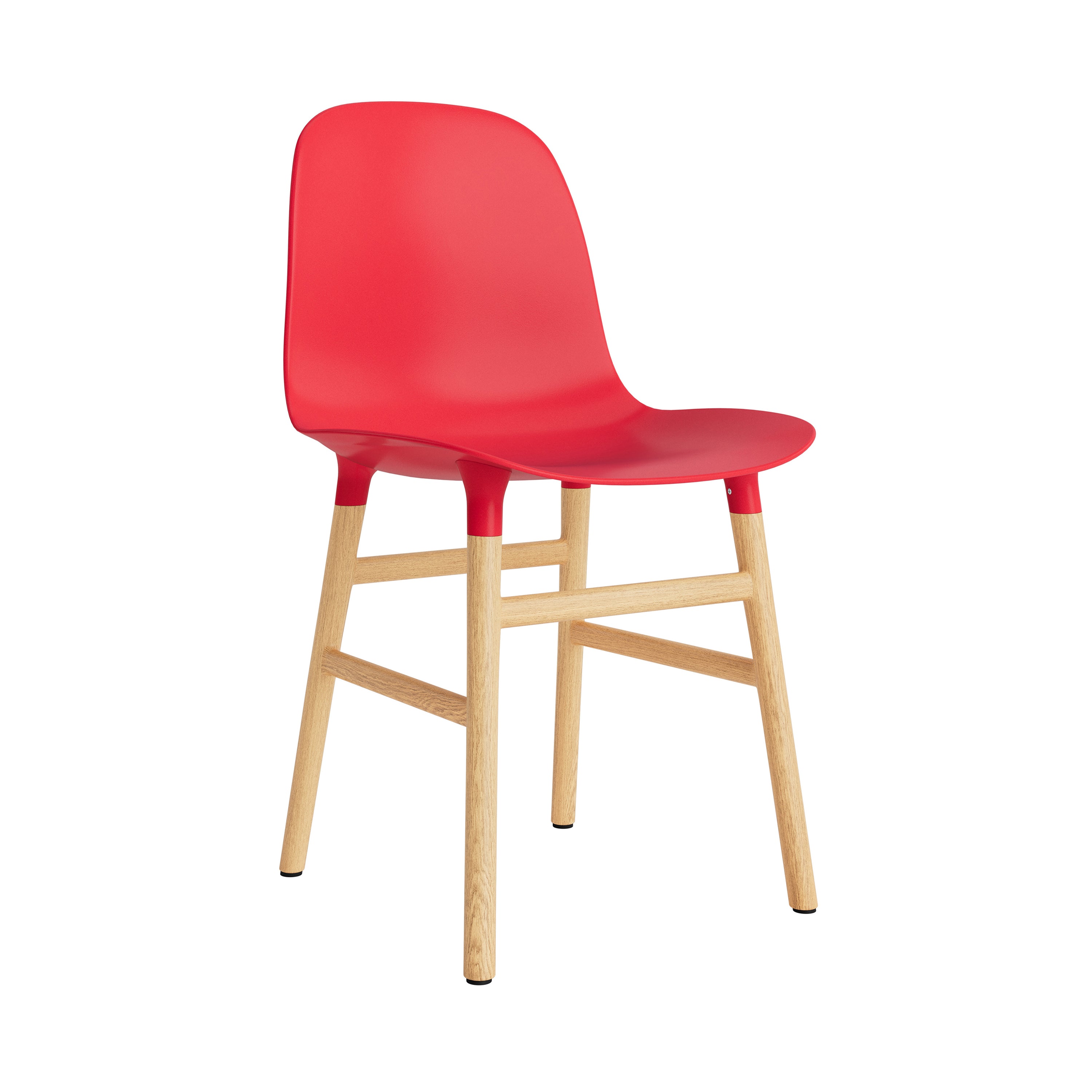Form Chair: Wood Base + Bright Red + Oak