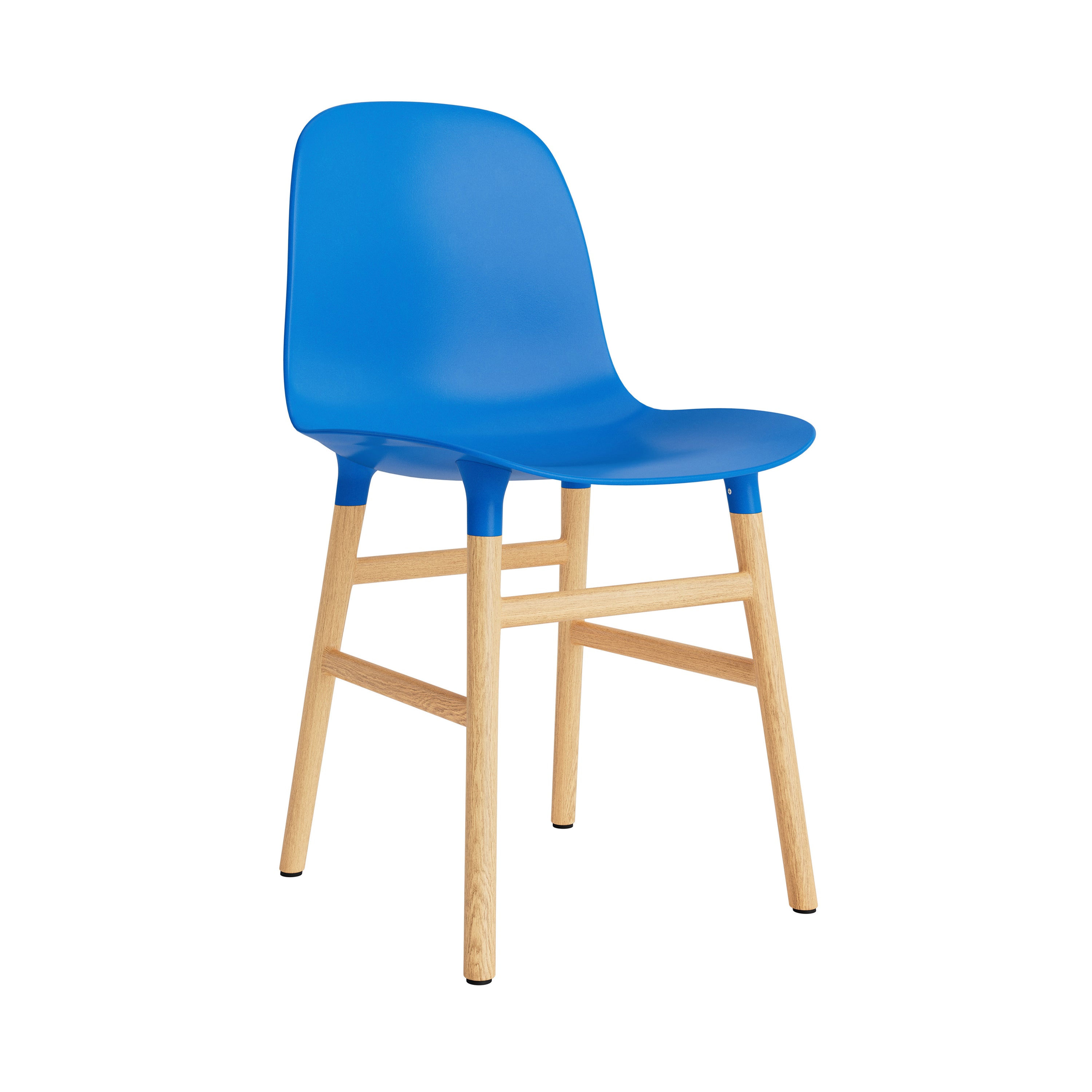 Form Chair: Wood Base + Bright Blue + Oak