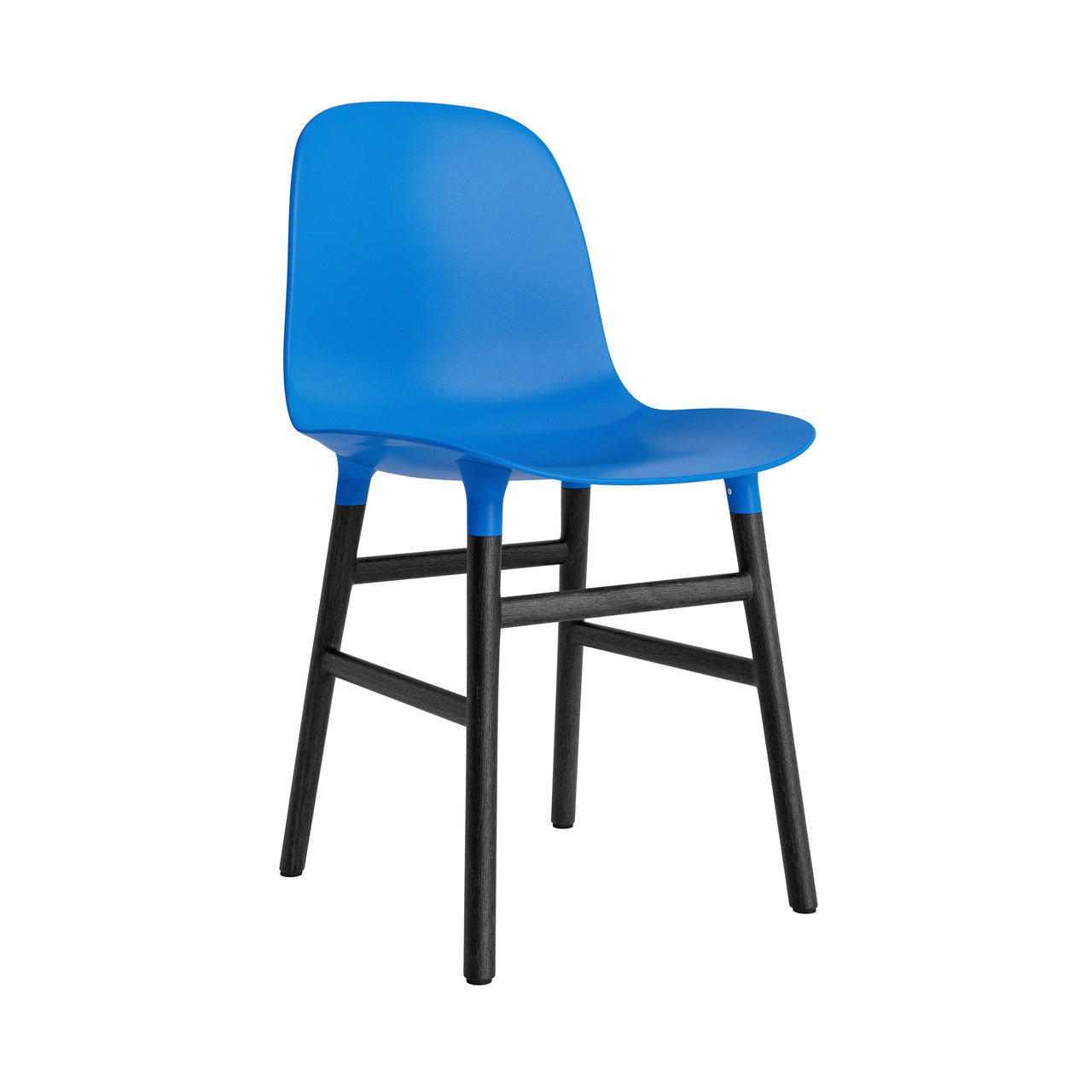 Form Chair: Wood Base + Bright Blue + Black Oak