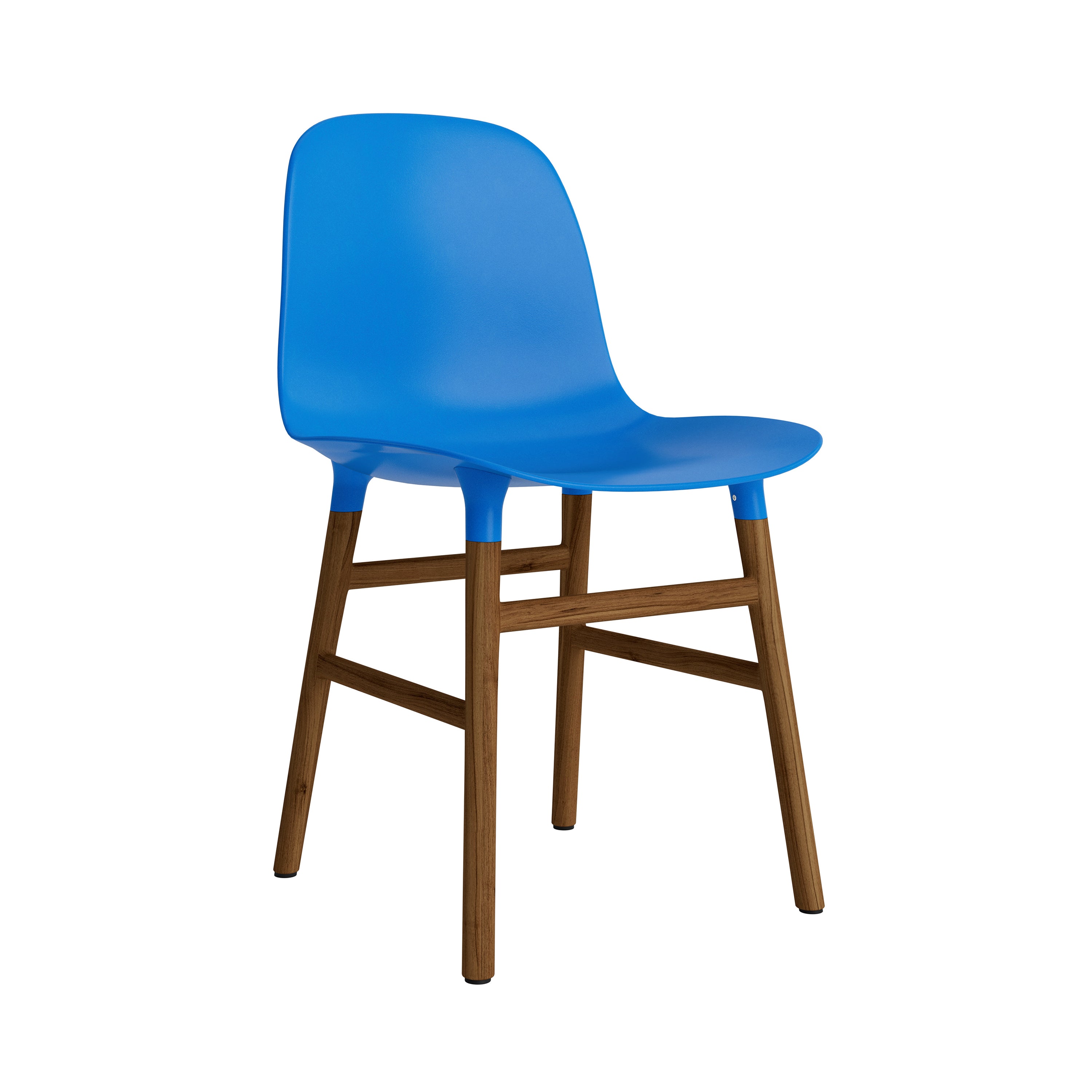 Form Chair: Wood Base + Bright Blue + Walnut