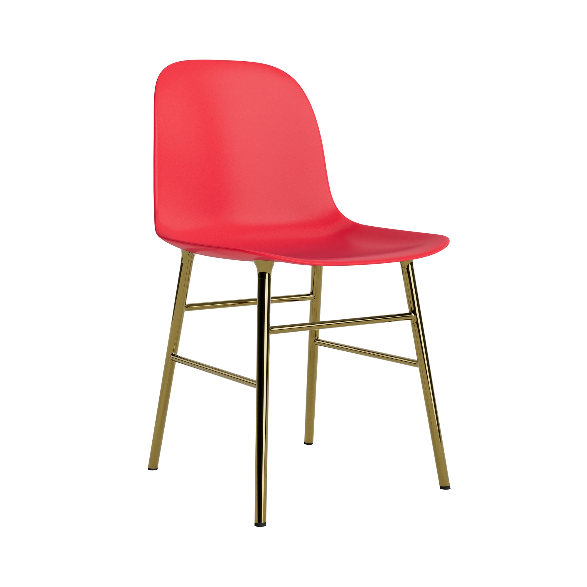 Form Chair: Brass + Bright Red
