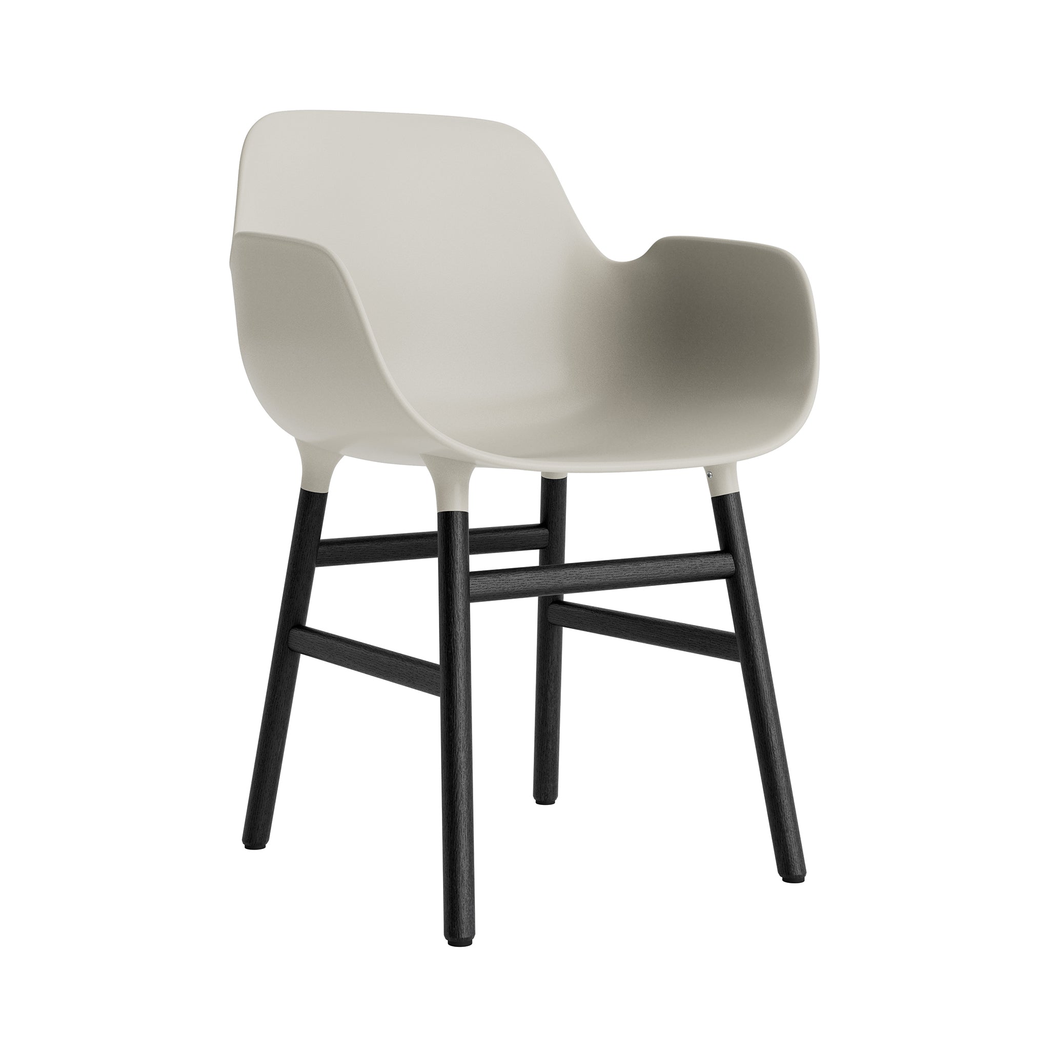Form Armchair: Black Lacquered Oak + Light Grey