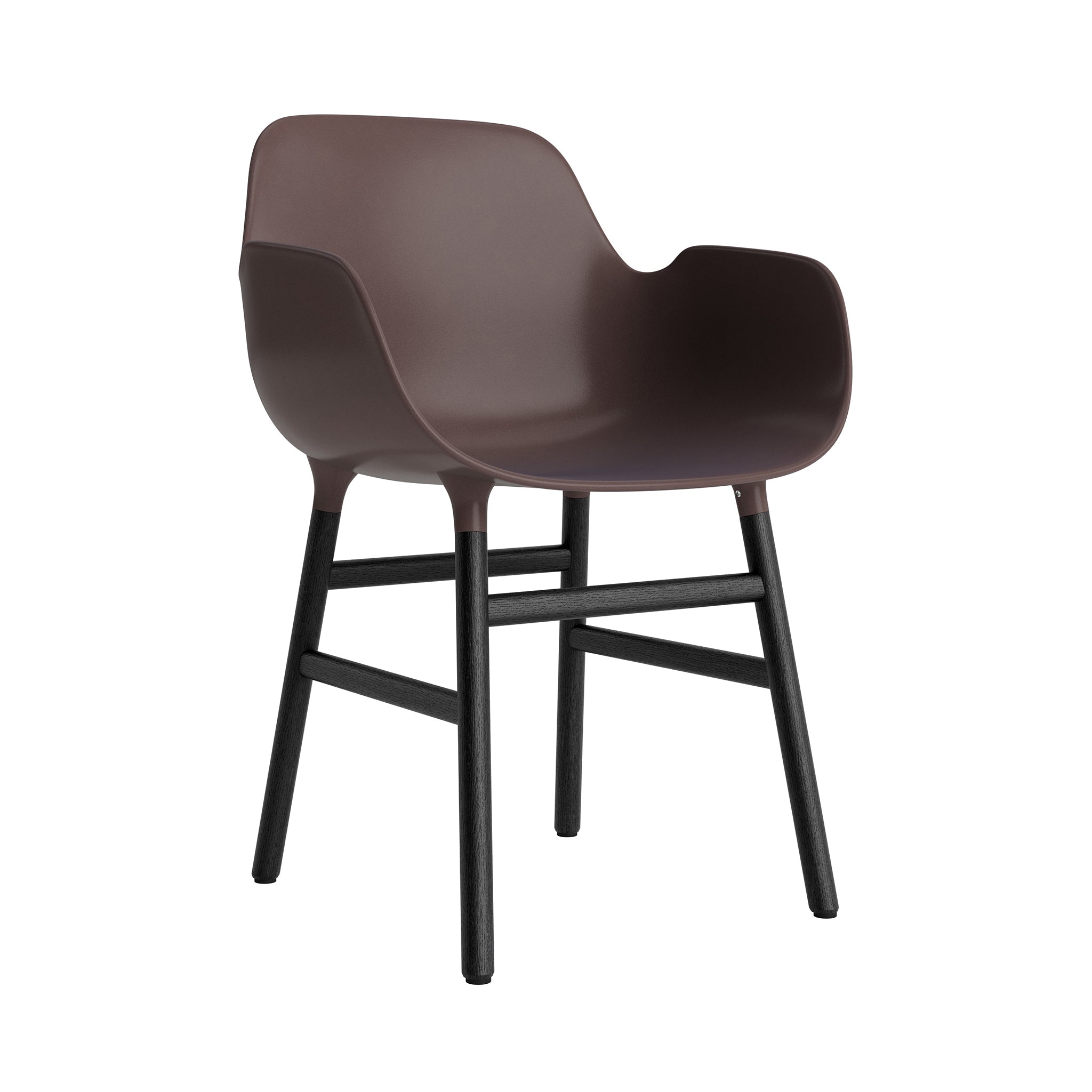 Form Armchair: Black Lacquered Oak + Brown