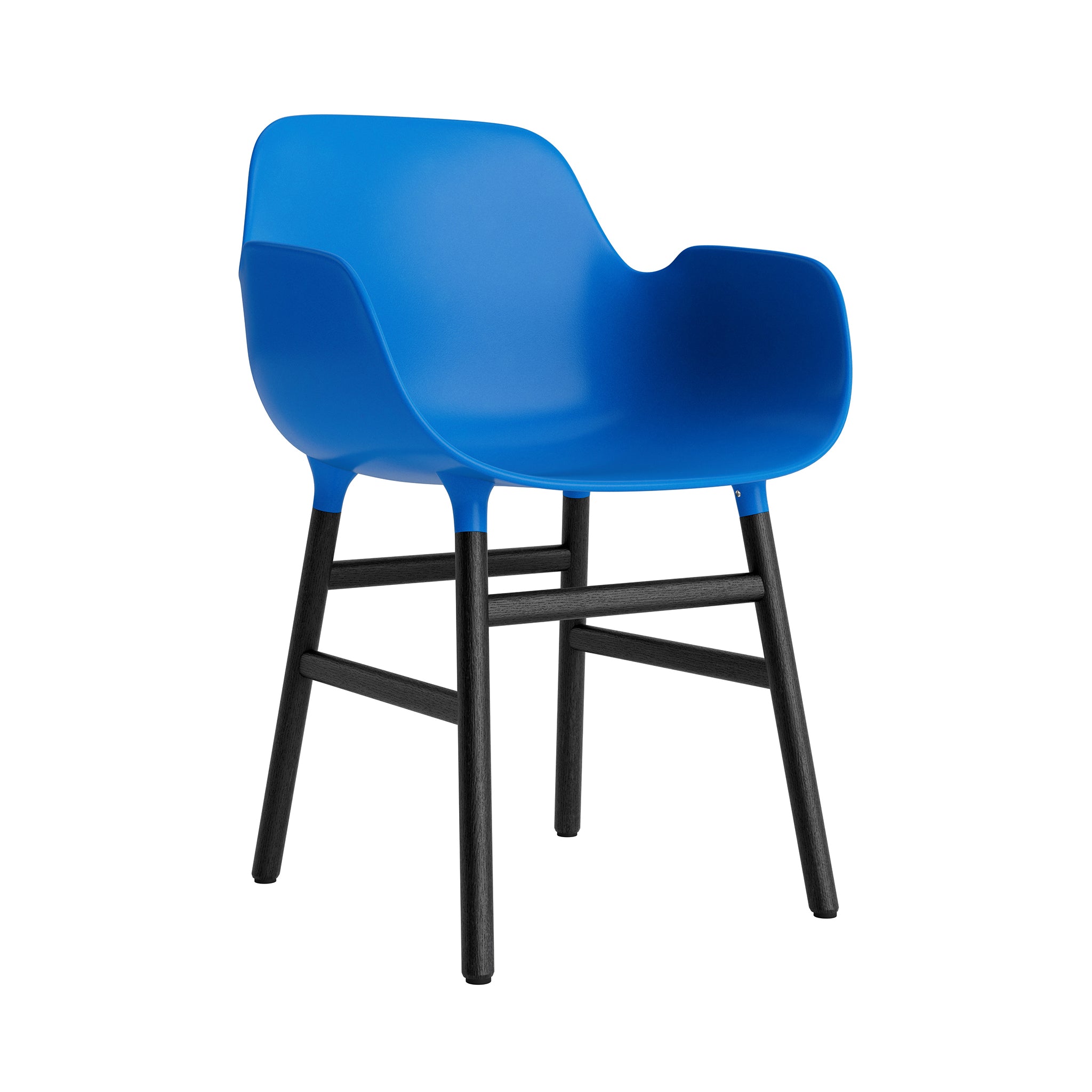 Form Armchair: Black Lacquered Oak + Bright Blue