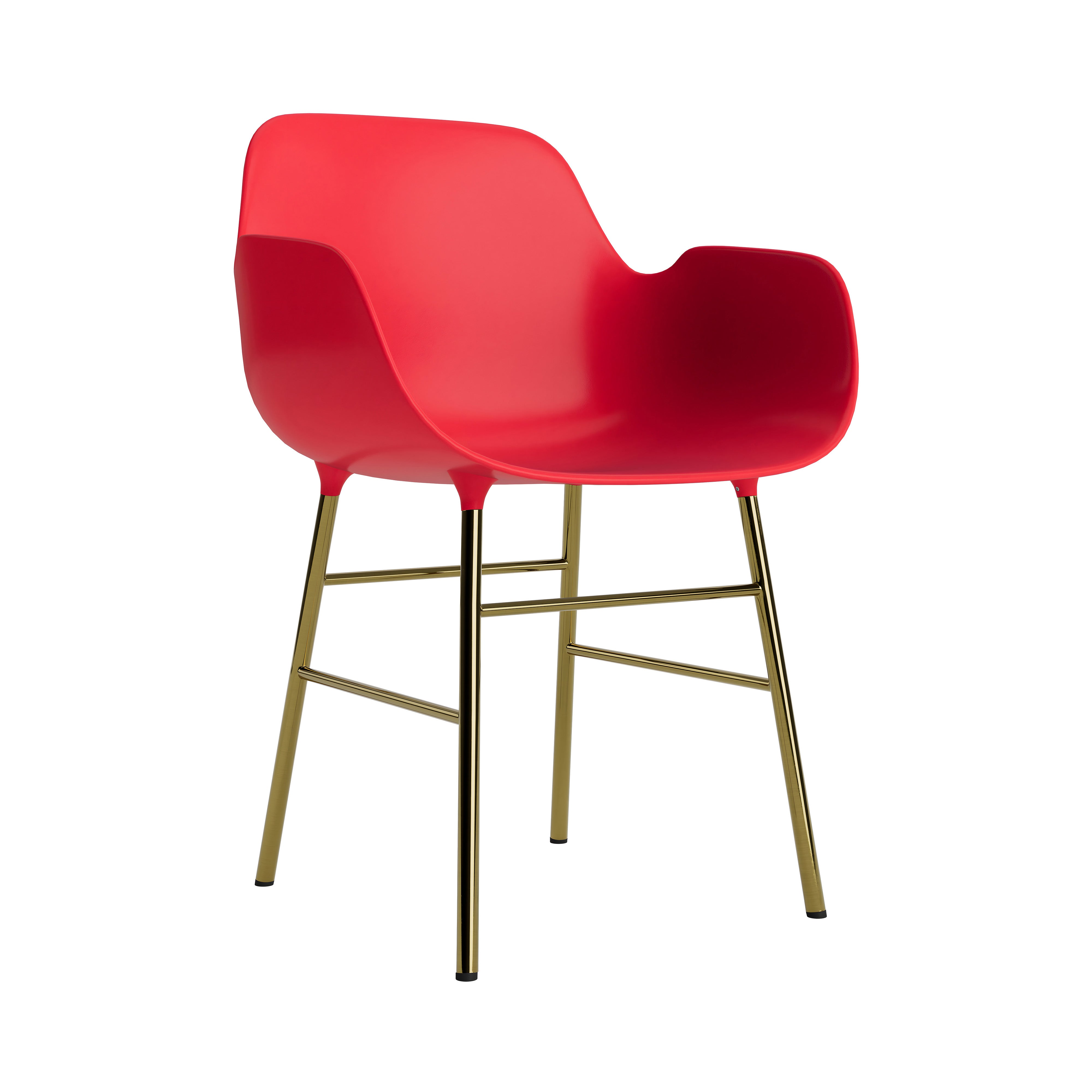 Form Armchair: Brass + Bright Red