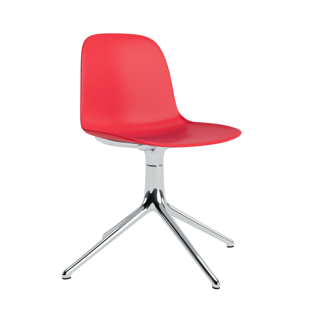 Form Chair: Swivel + Bright Red + Aluminum + Without Castors