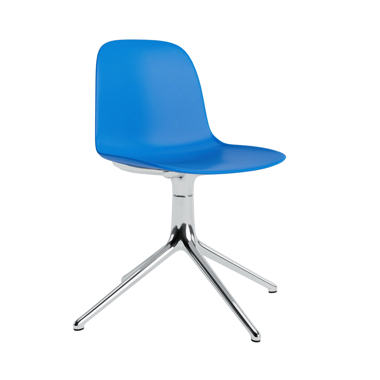 Form Chair: Swivel + Bright Blue + Aluminum + Without Castors