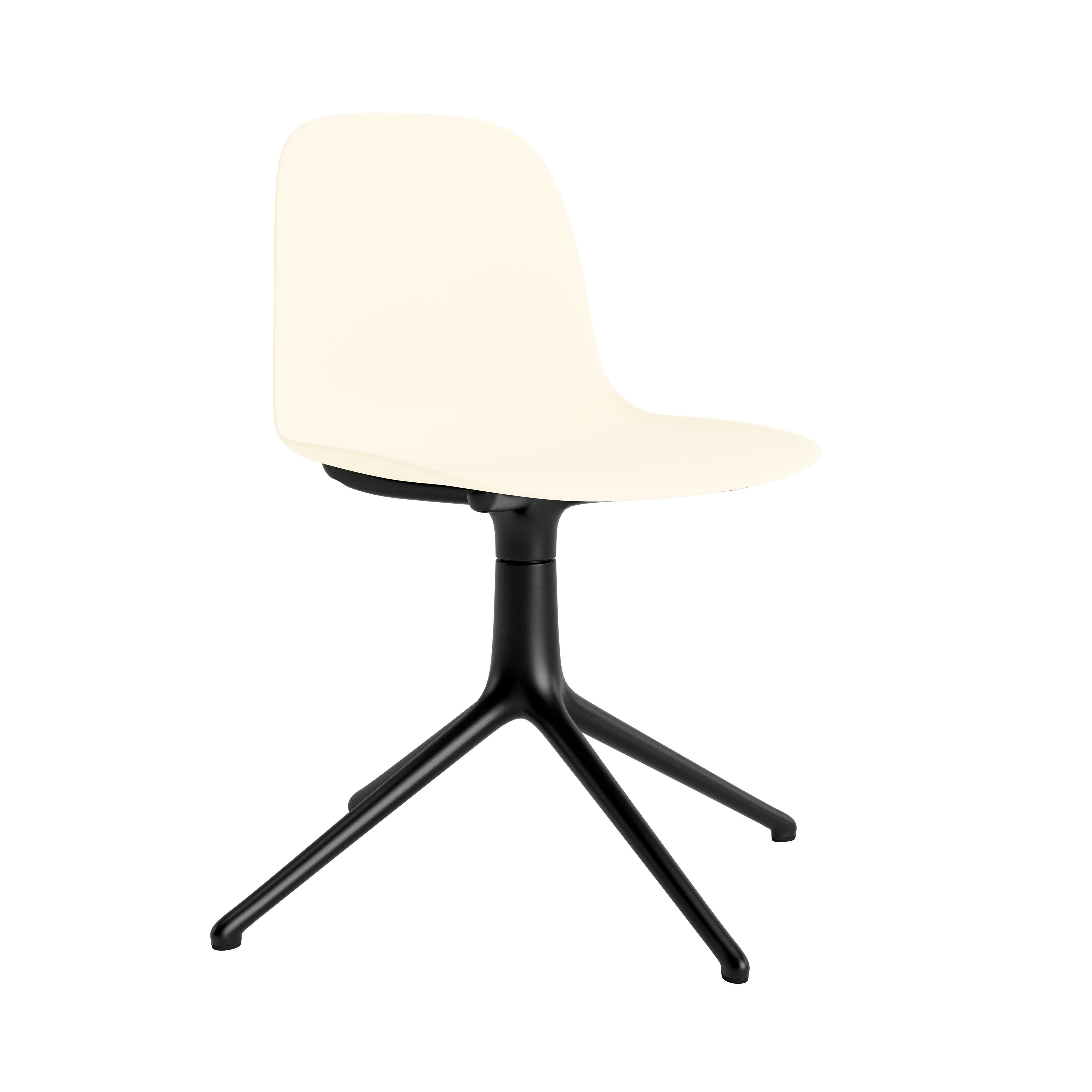 Form Chair: Swivel + Cream + Black Aluminum + Without Castors