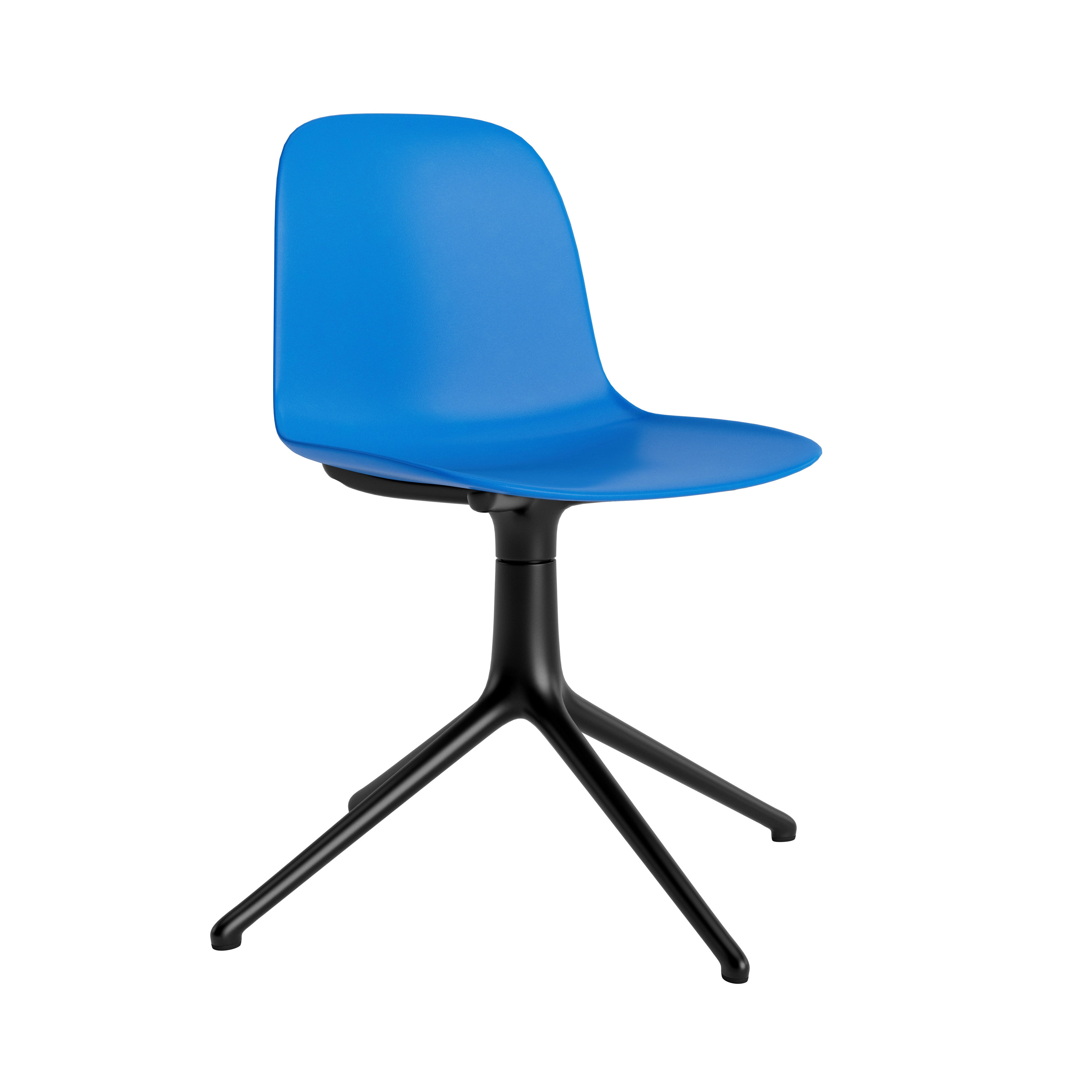 Form Chair: Swivel + Bright Blue + Black Aluminum + Without Castors