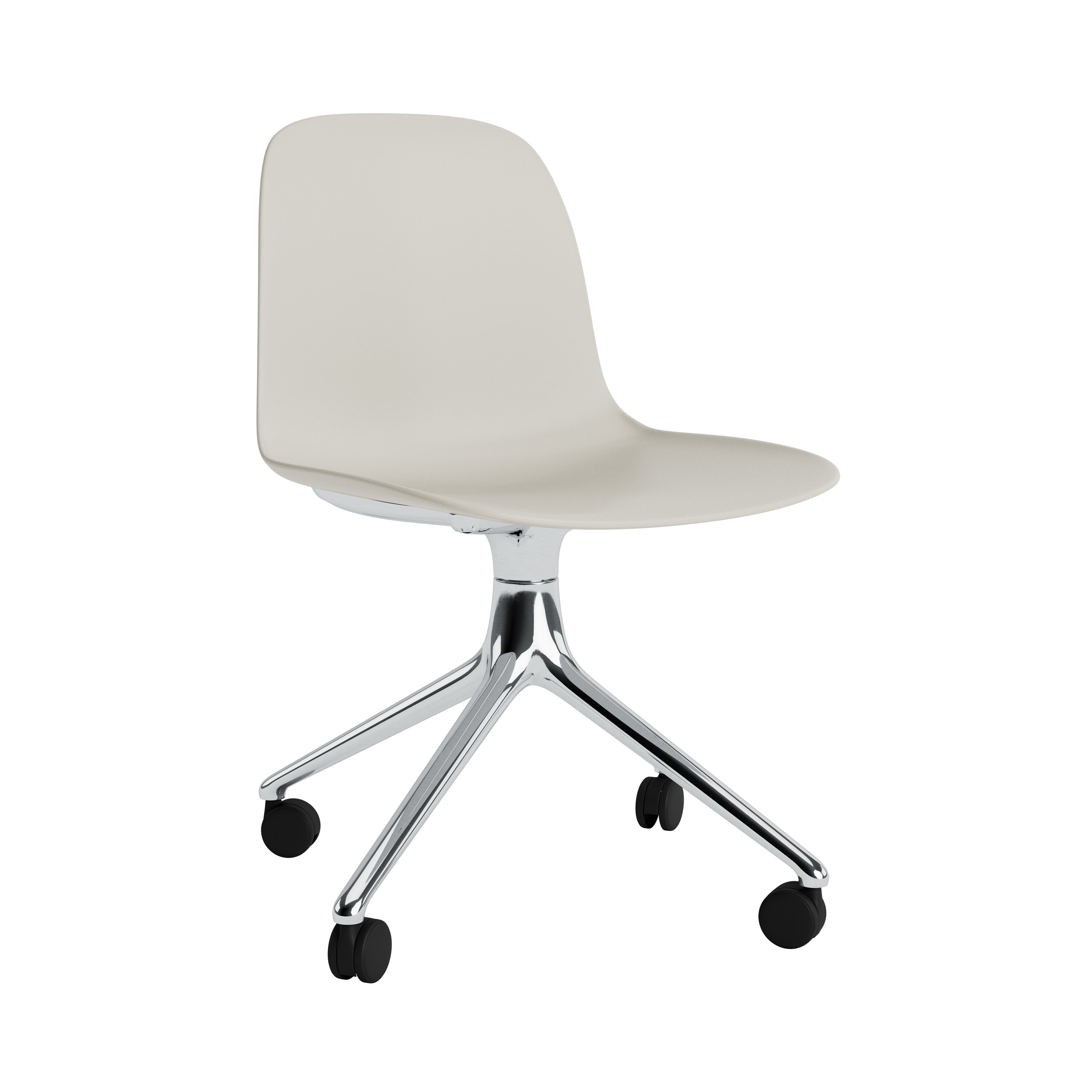 Form Chair: Swivel + Light Grey + Aluminum + With Castors