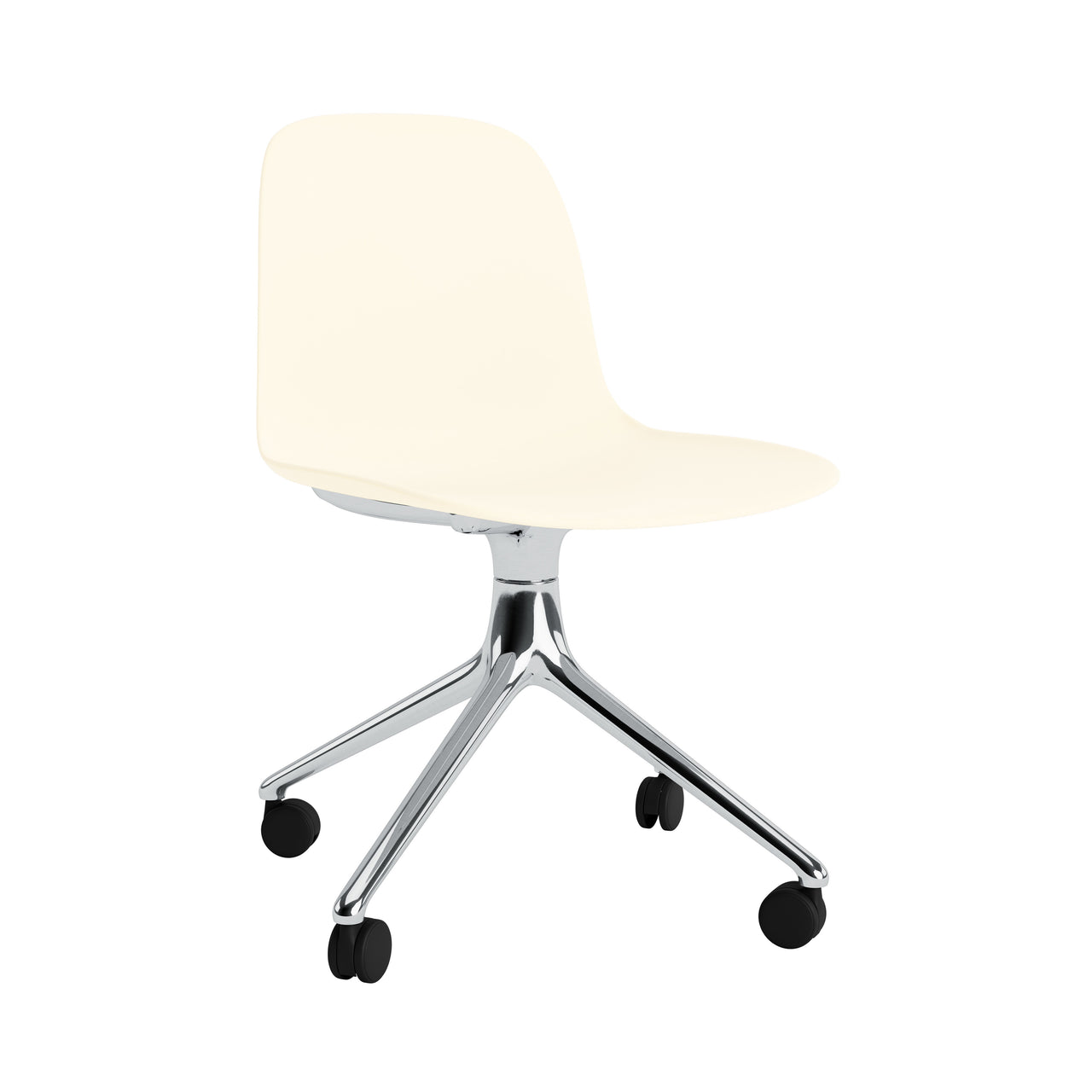 Form Chair: Swivel + Cream + Aluminum + With Castors