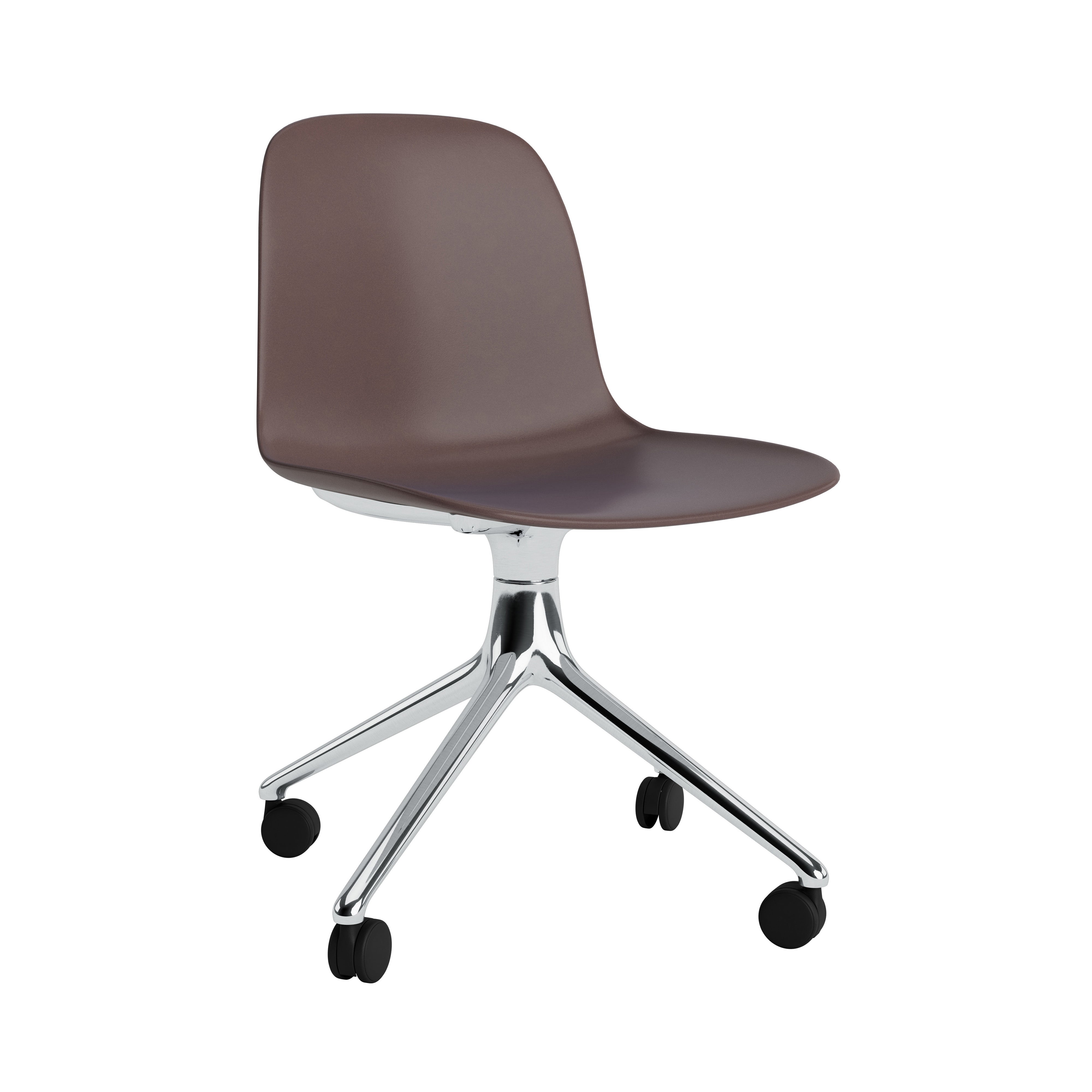 Form Chair: Swivel + Brown + Aluminum + With Castors