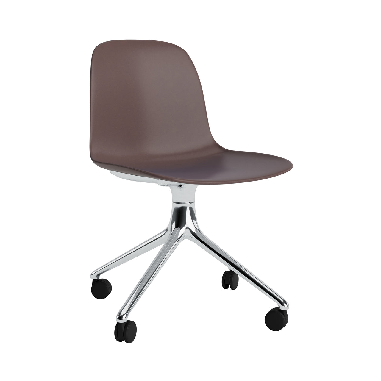 Form Chair: Swivel + Brown + Aluminum + With Castors