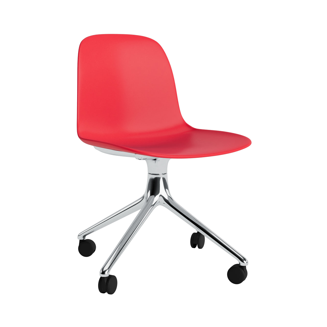 Form Chair: Swivel + Bright Red + Aluminum + With Castors