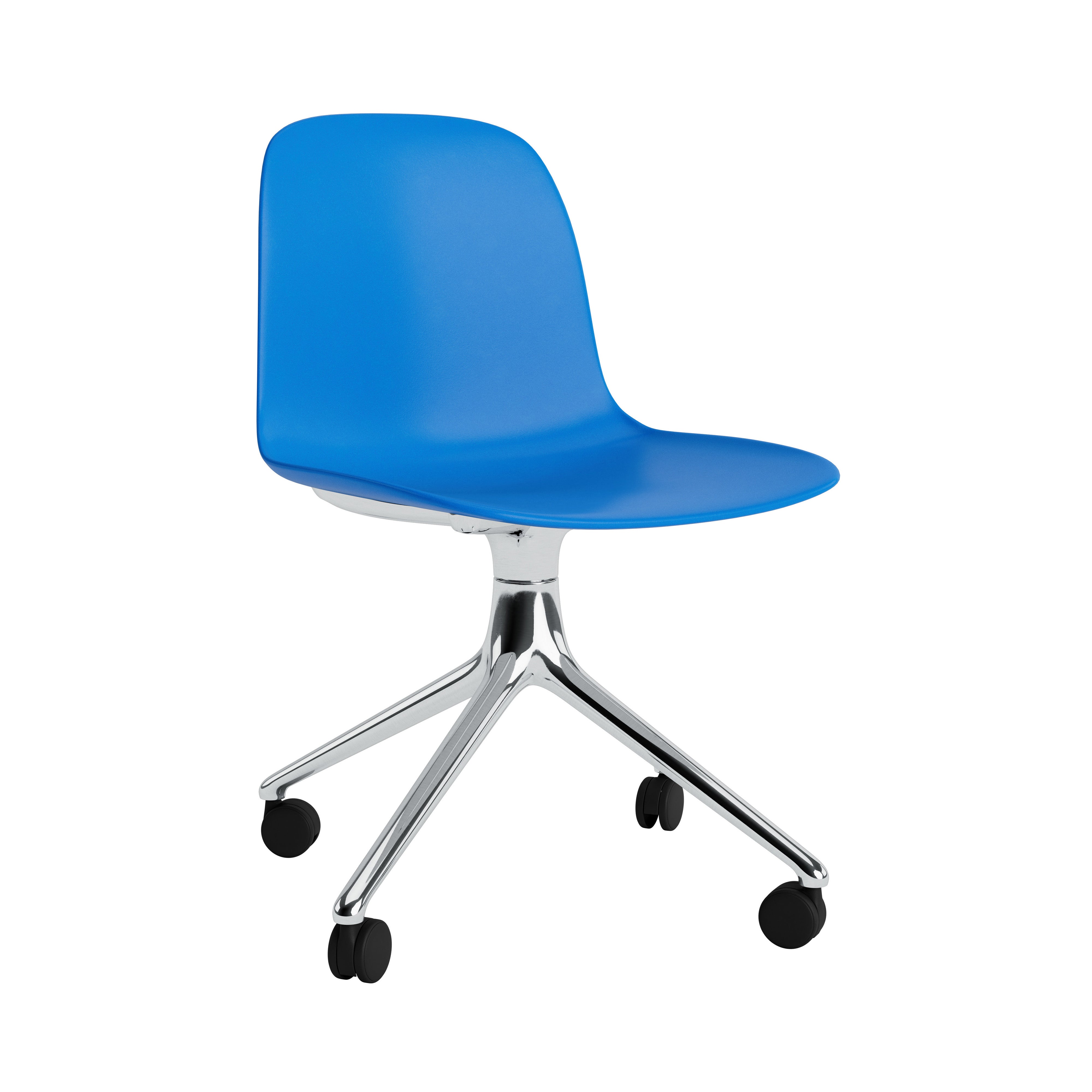 Form Chair: Swivel + Bright Blue + Aluminum + With Castors
