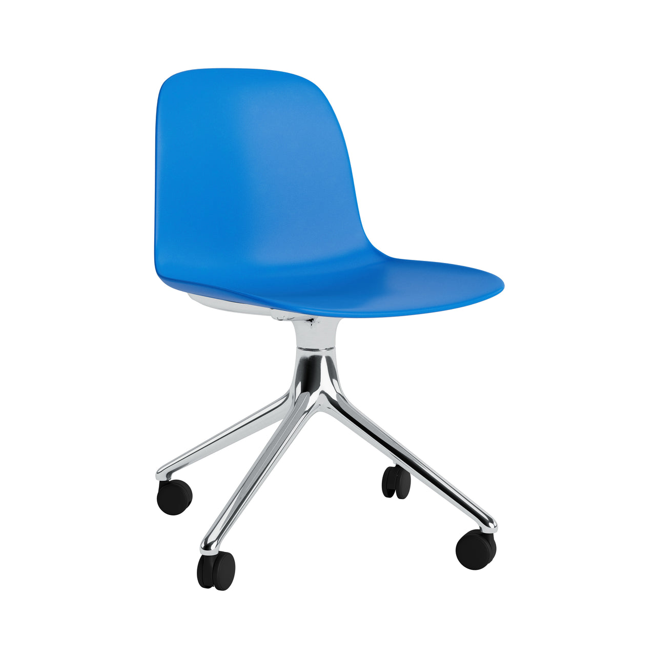 Form Chair: Swivel + Bright Blue + Aluminum + With Castors