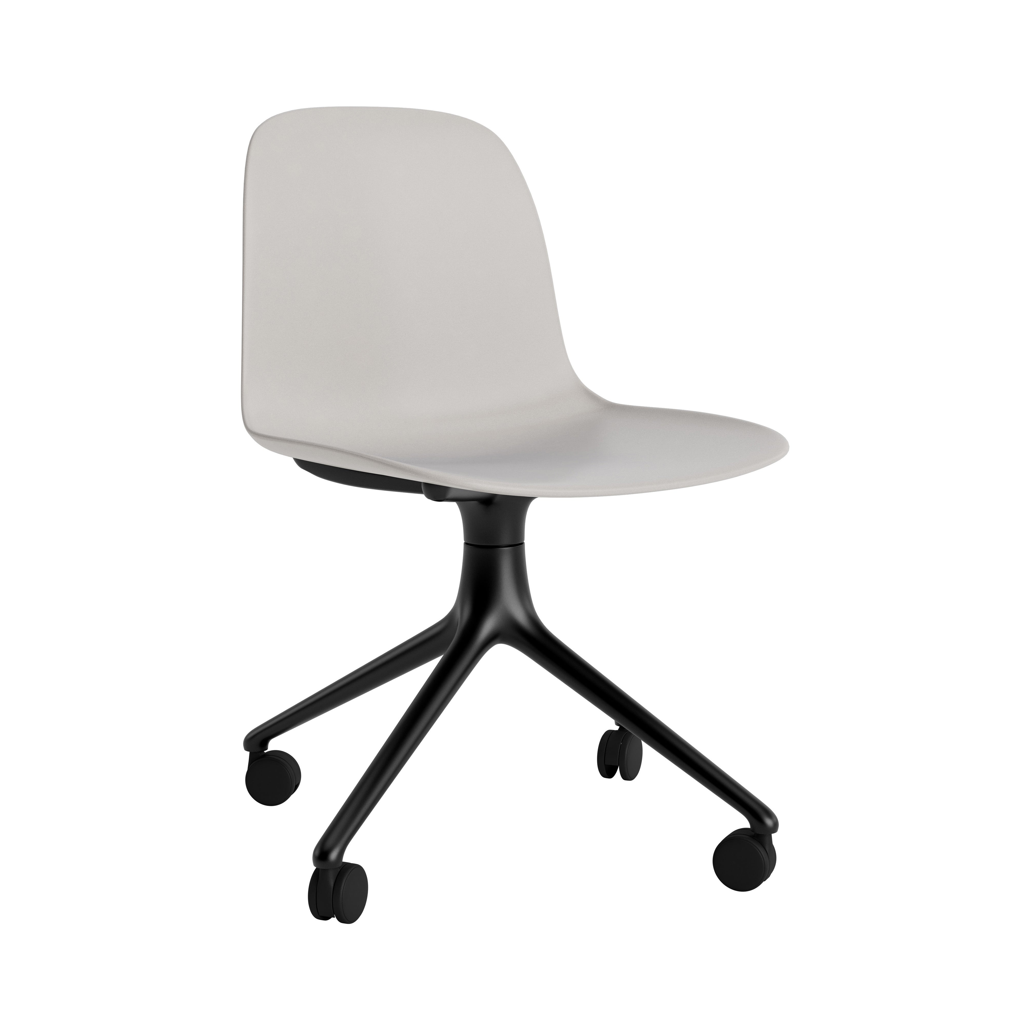 Form Chair: Swivel + Warm Grey + Black Aluminum + With Castors