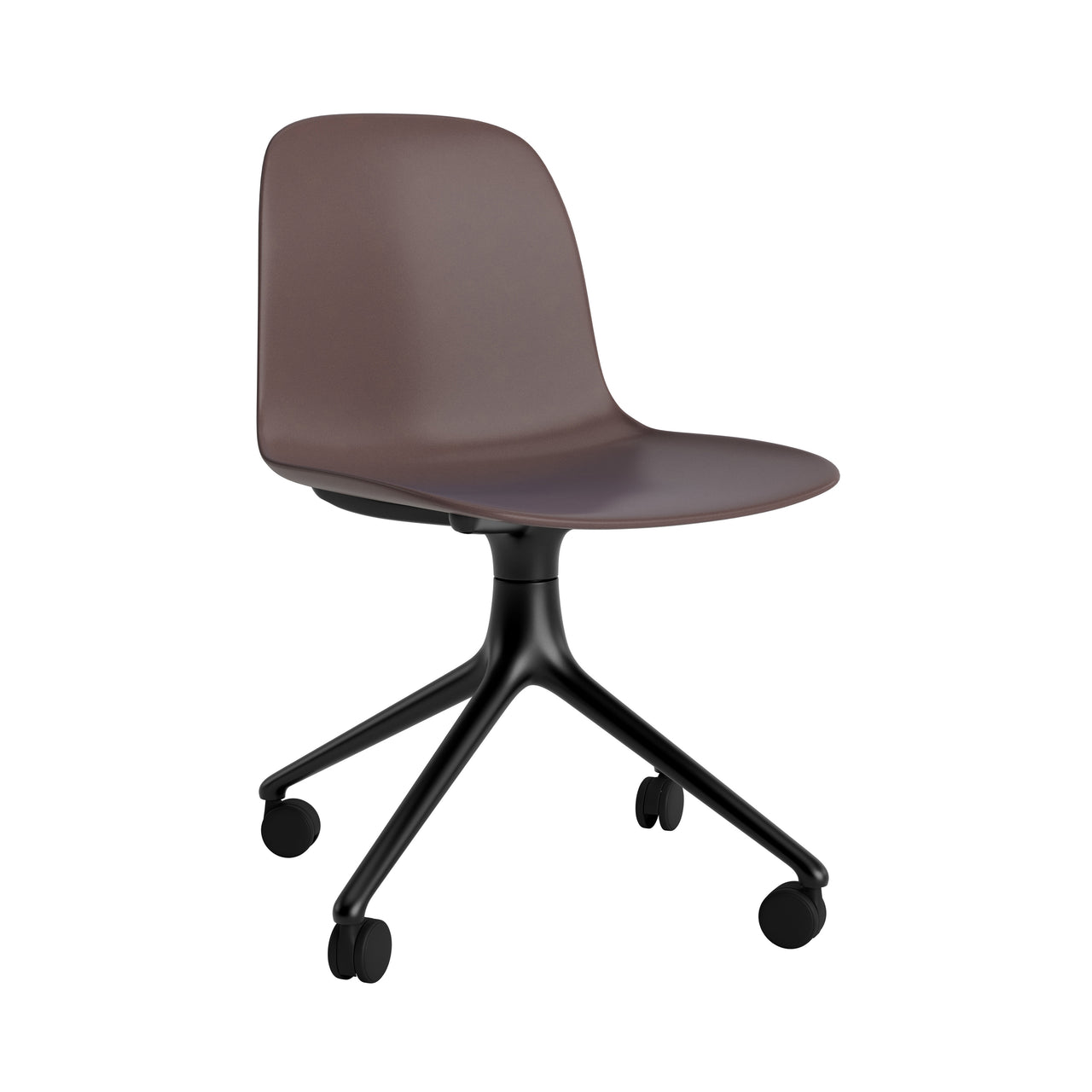 Form Chair: Swivel + Brown + Black Aluminum + With Castors