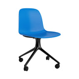 Form Chair: Swivel + Bright Blue + Black Aluminum + With Castors