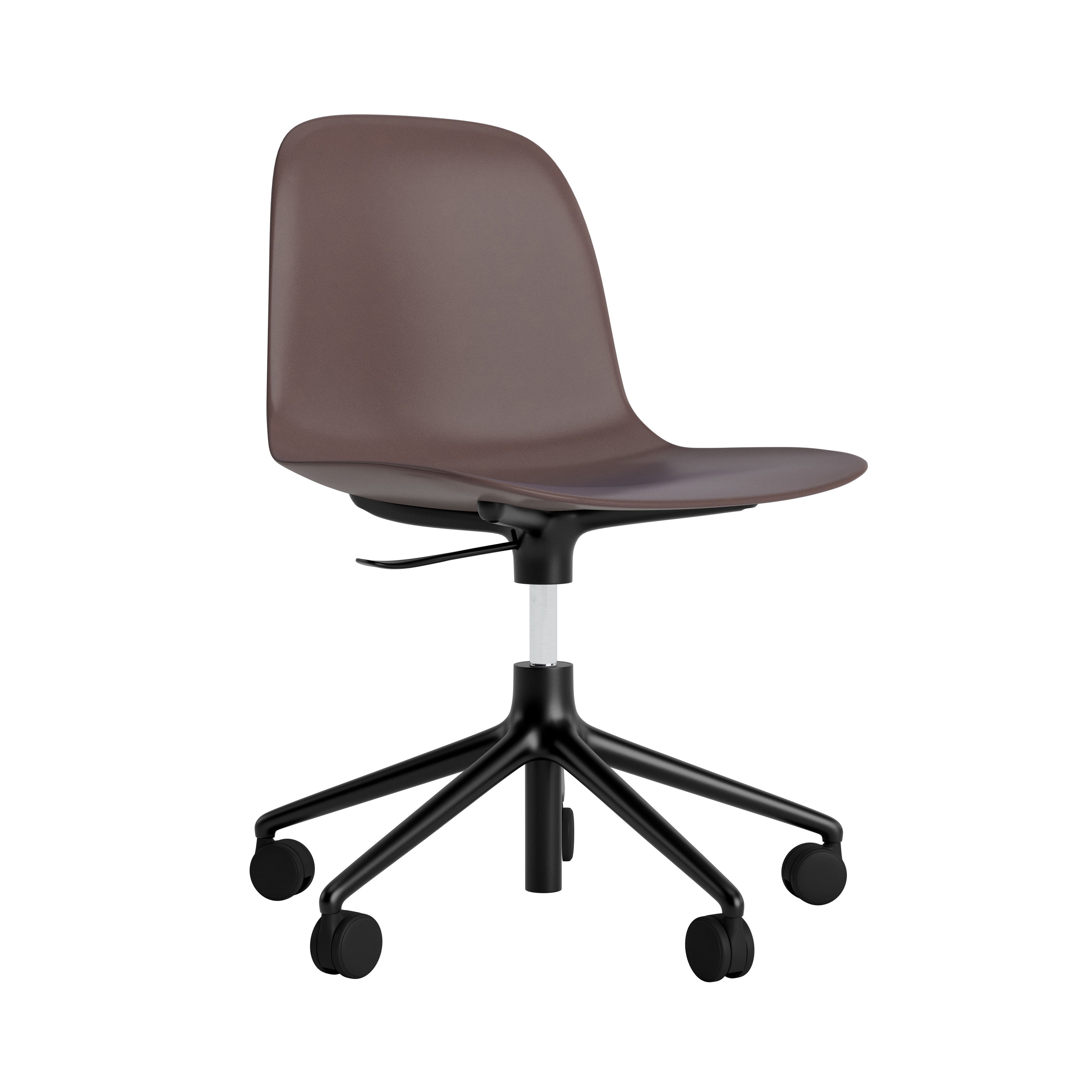 Form Chair: Swivel 5W Gaslift + Black Aluminum + Brown
