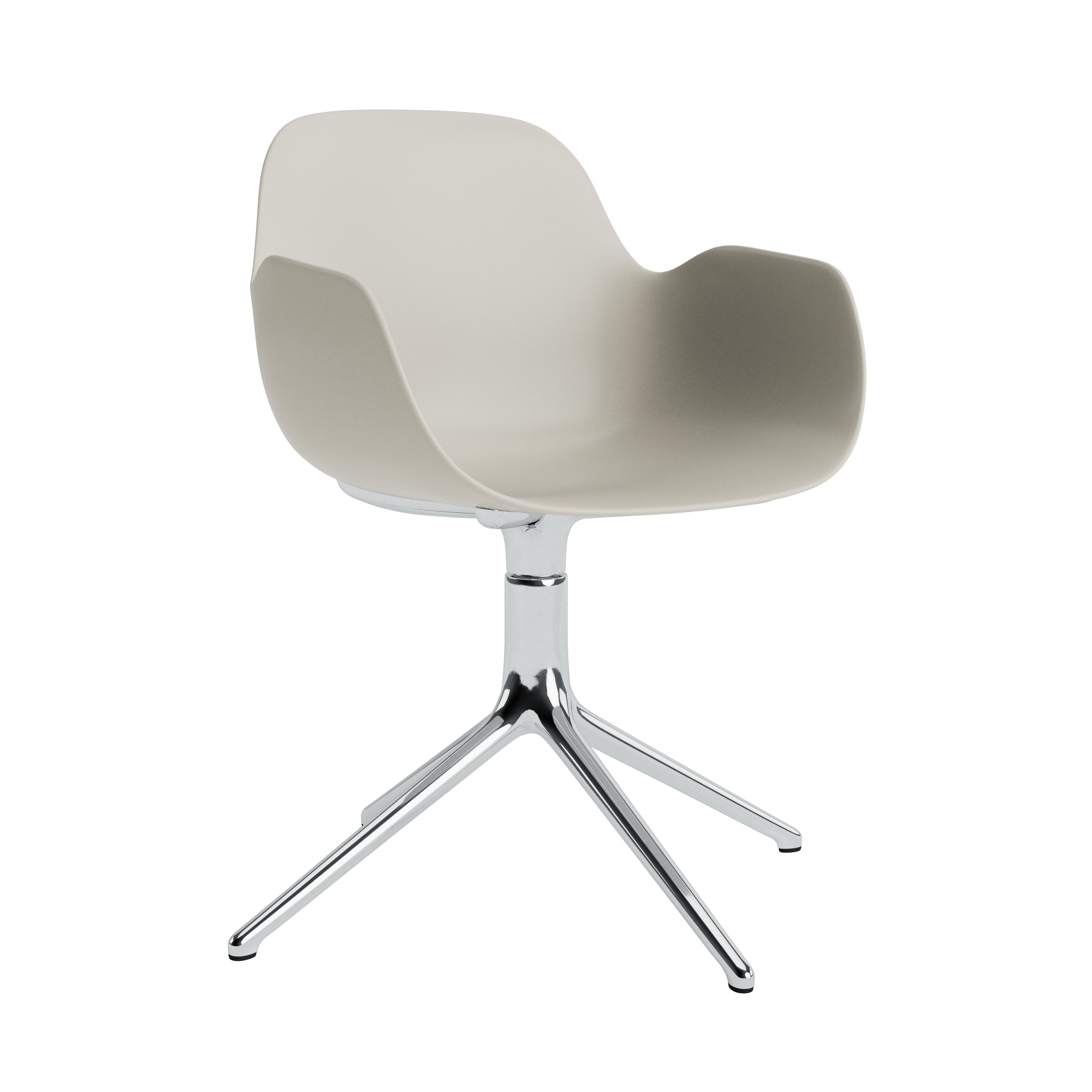 Form Armchair: Swivel + Light Grey +  Aluminum + Without Casters