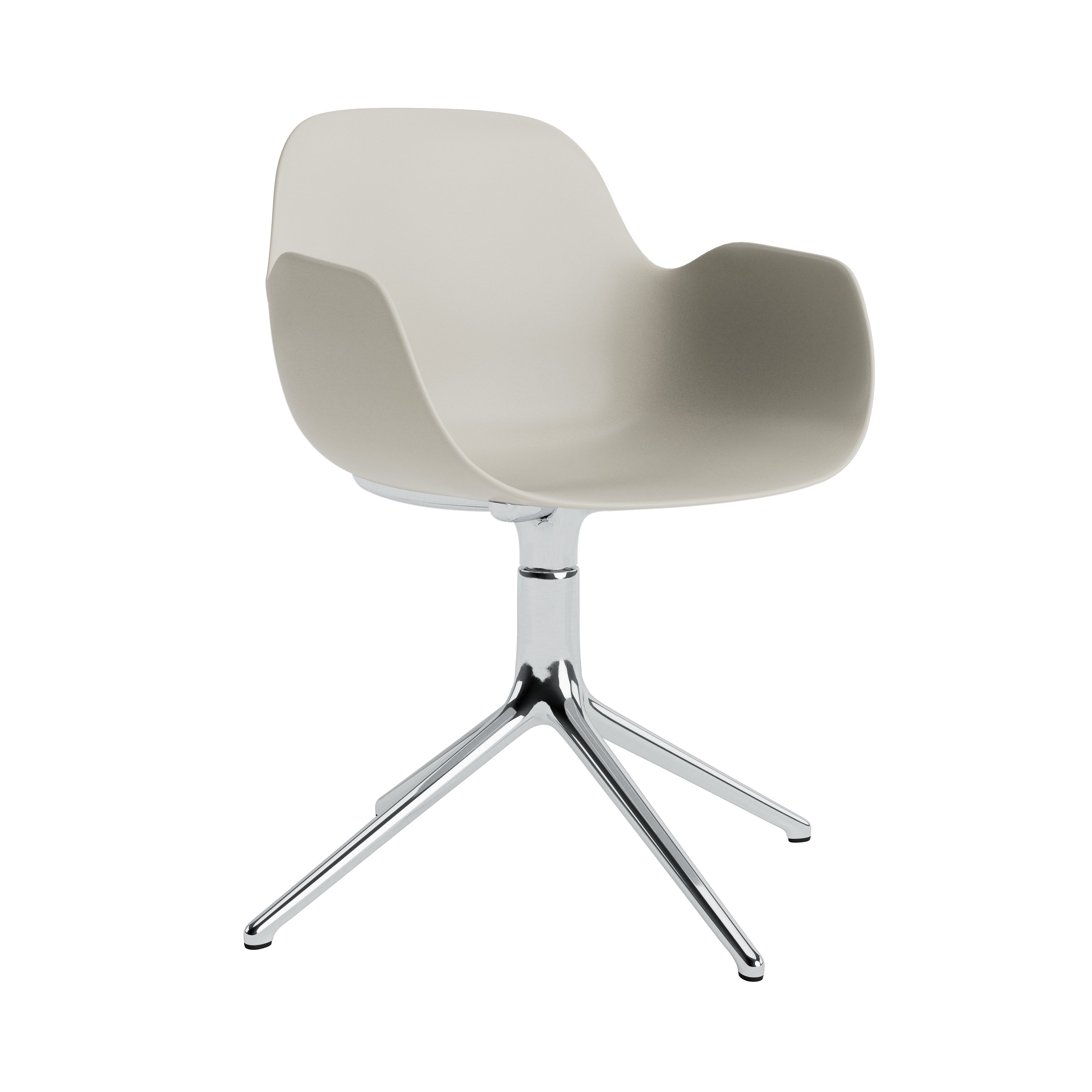 Form Armchair: Swivel + Light Grey + Aluminum + Without Casters