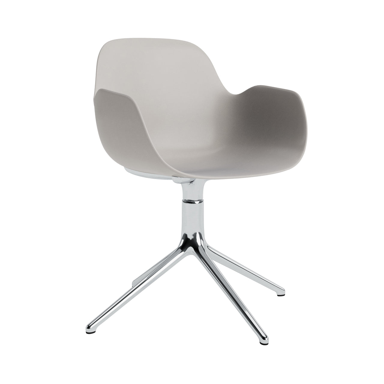Form Armchair: Swivel + Warm Grey + Aluminum + Without Casters