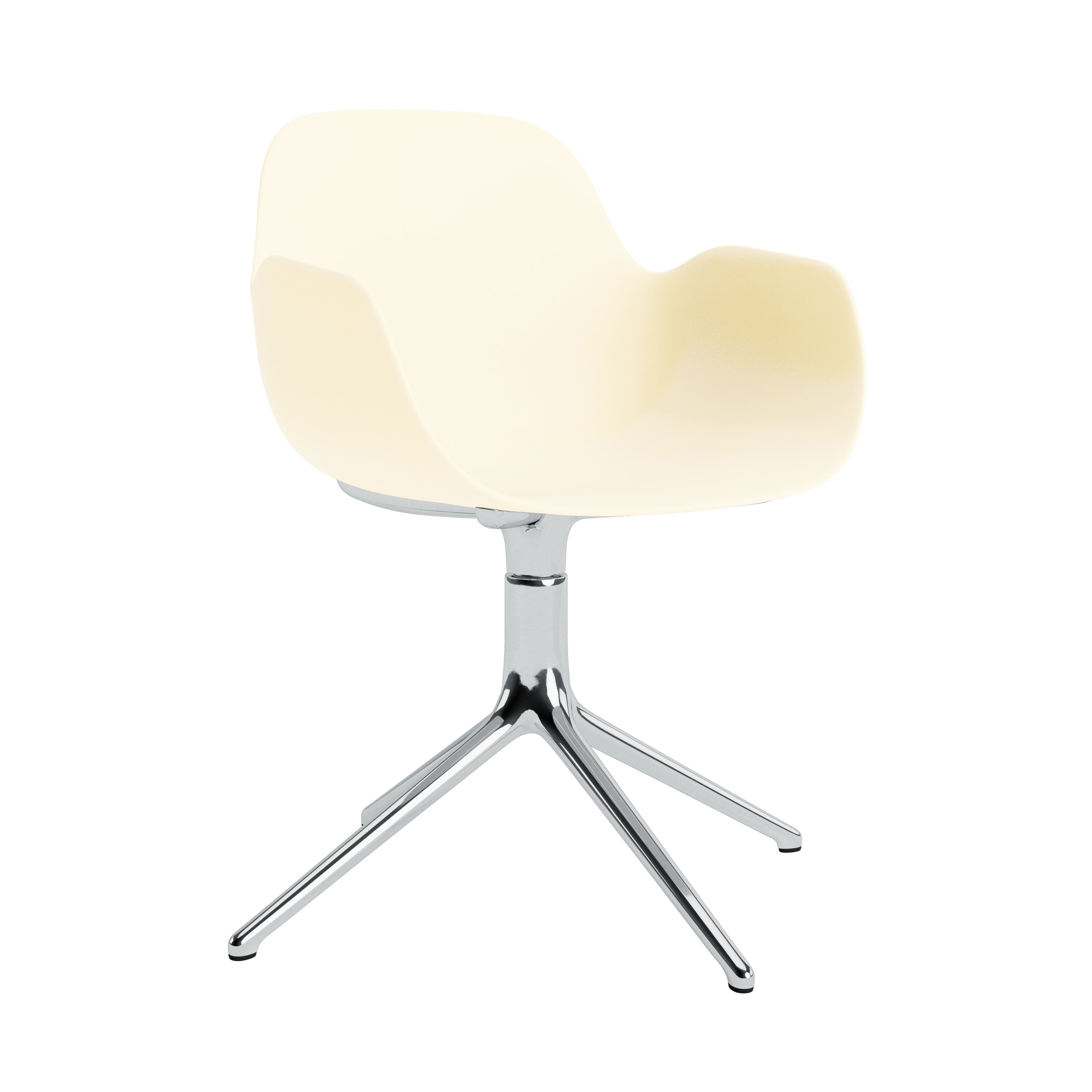 Form Armchair: Swivel + Cream +  Aluminum + Without Casters