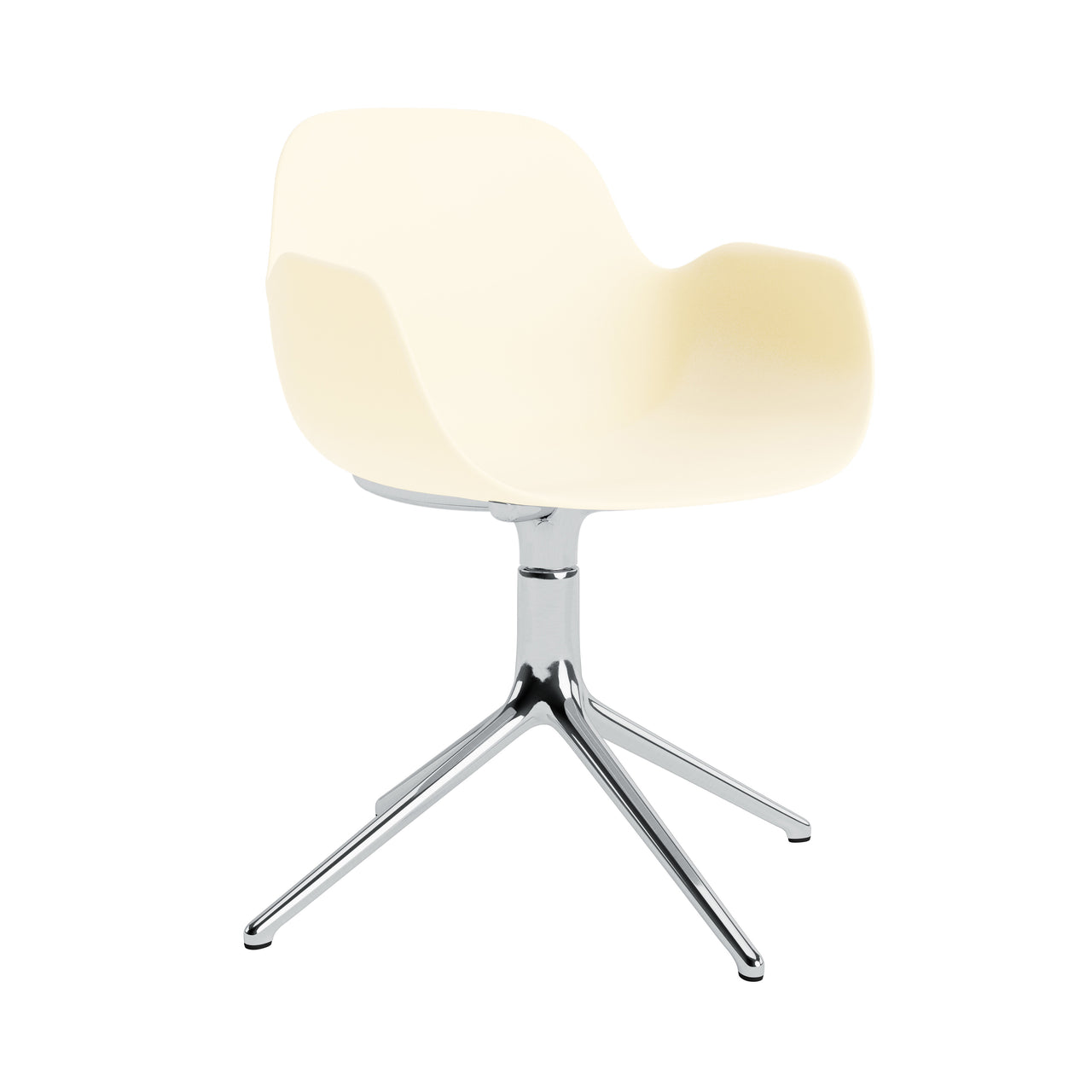 Form Armchair: Swivel + Cream + Aluminum + Without Casters