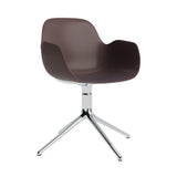 Form Armchair: Swivel + Brown +  Aluminum + Without Casters