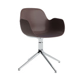 Form Armchair: Swivel + Brown + Aluminum + Without Casters